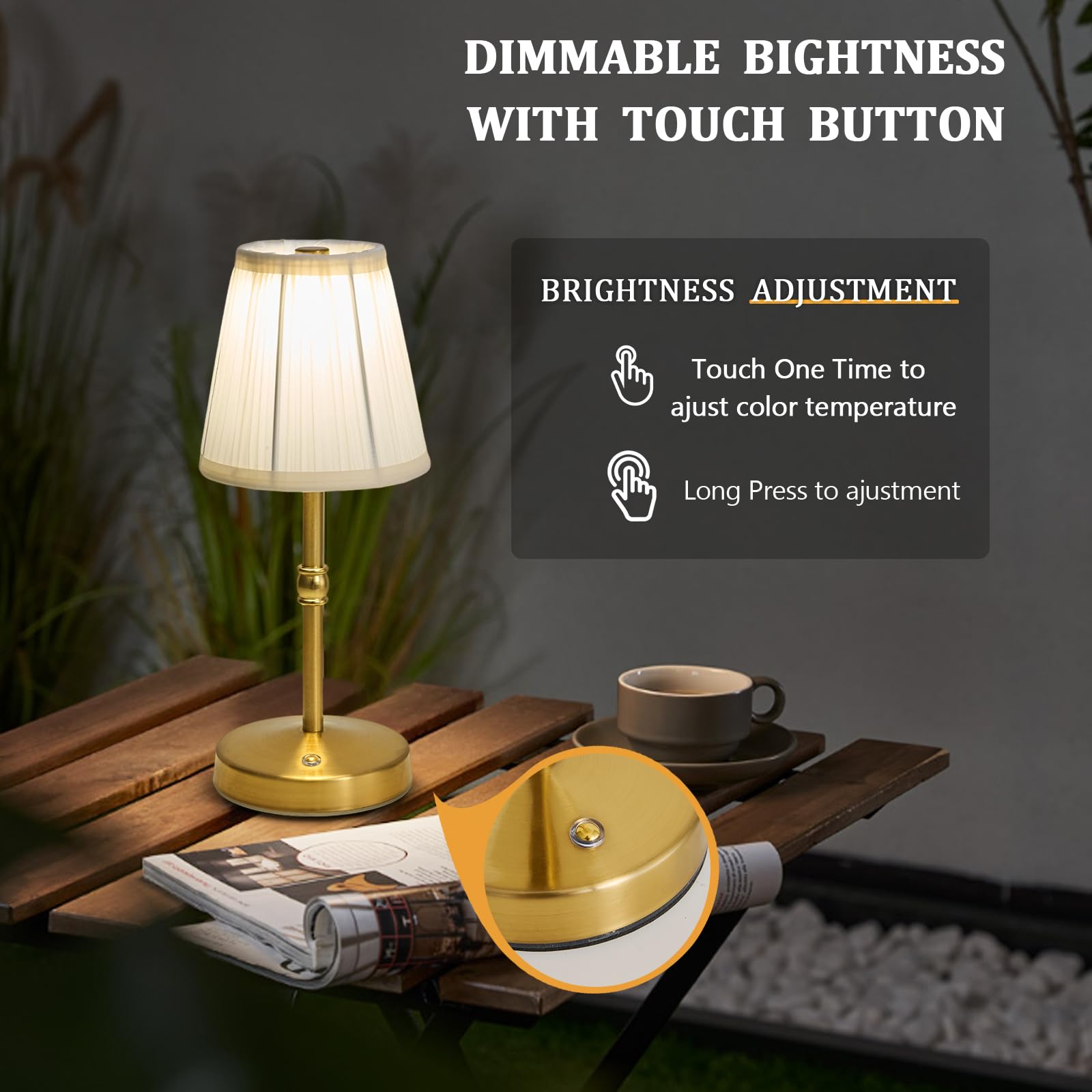 Maglaw Small Cordless Rechargeable Table Lamp,3000Mah Battery Table Lamp,5W Led Cordless Table Lamps,Dimmable Chargable Lamp,Ambient Small Touch Lamp For Restaurant,Table,Bar(D 4.13 In X H 11.4 In)