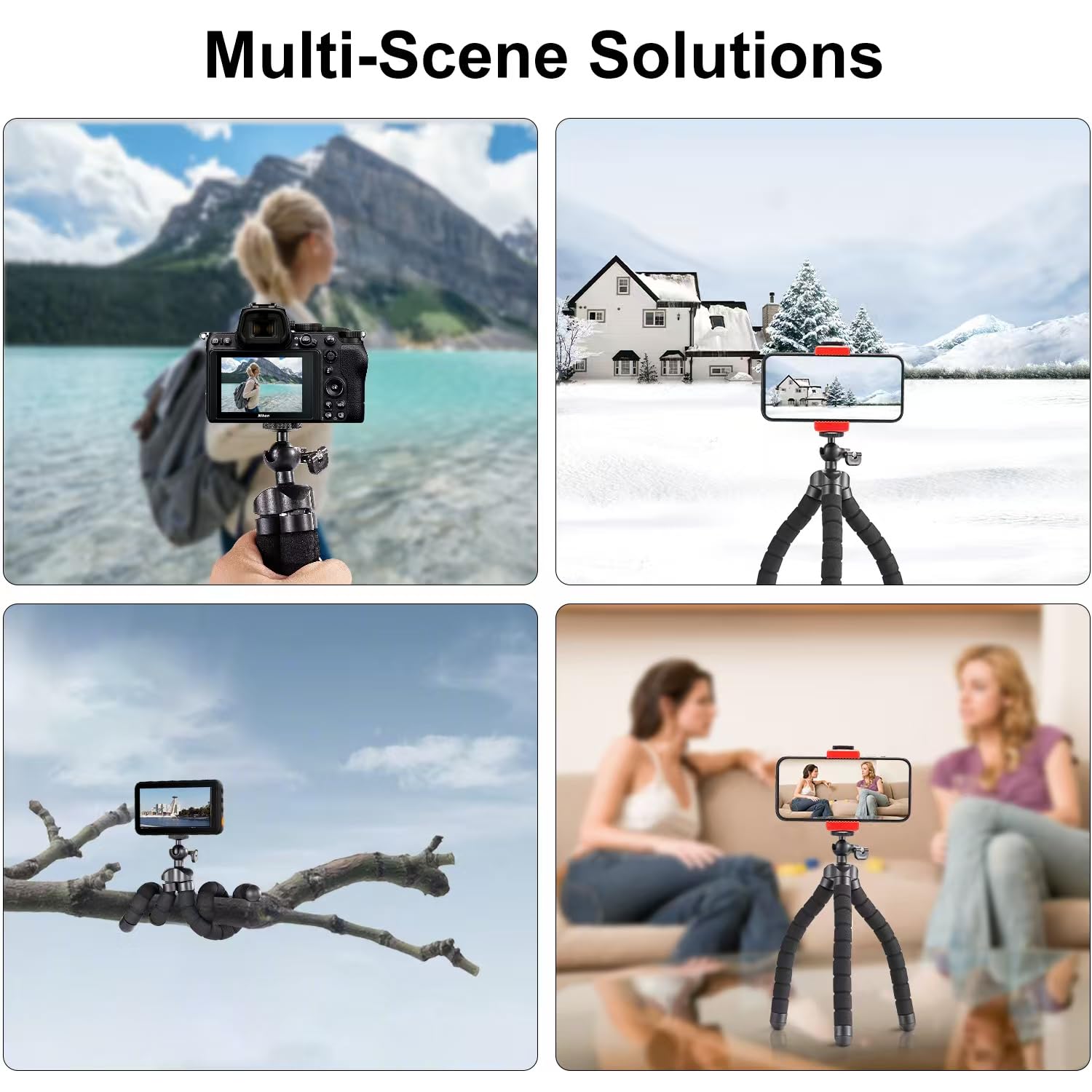 Aitteel Portable Flexible Cell Phone Tripod, Mini Travel Camera Stand, Compatible With Iphone, Android, Gopro, Black