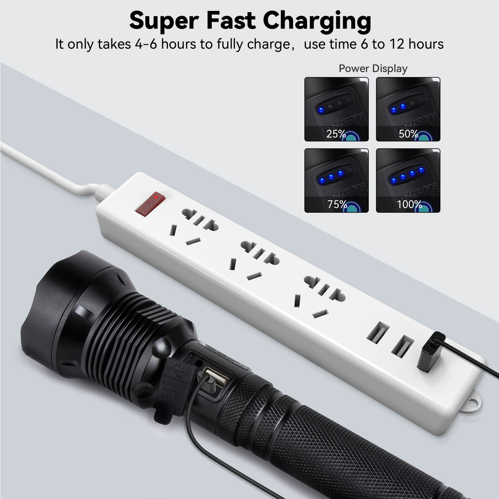 Nj Forever Flashlights High Lumens Rechargeable, Super Bright 990000 Lumens Flashlights With Usb Cable, Brightest Led Flashlight For Emergencies, High Powered Flash Light Ipx6 Waterproof 7 Light Modes Zoomable