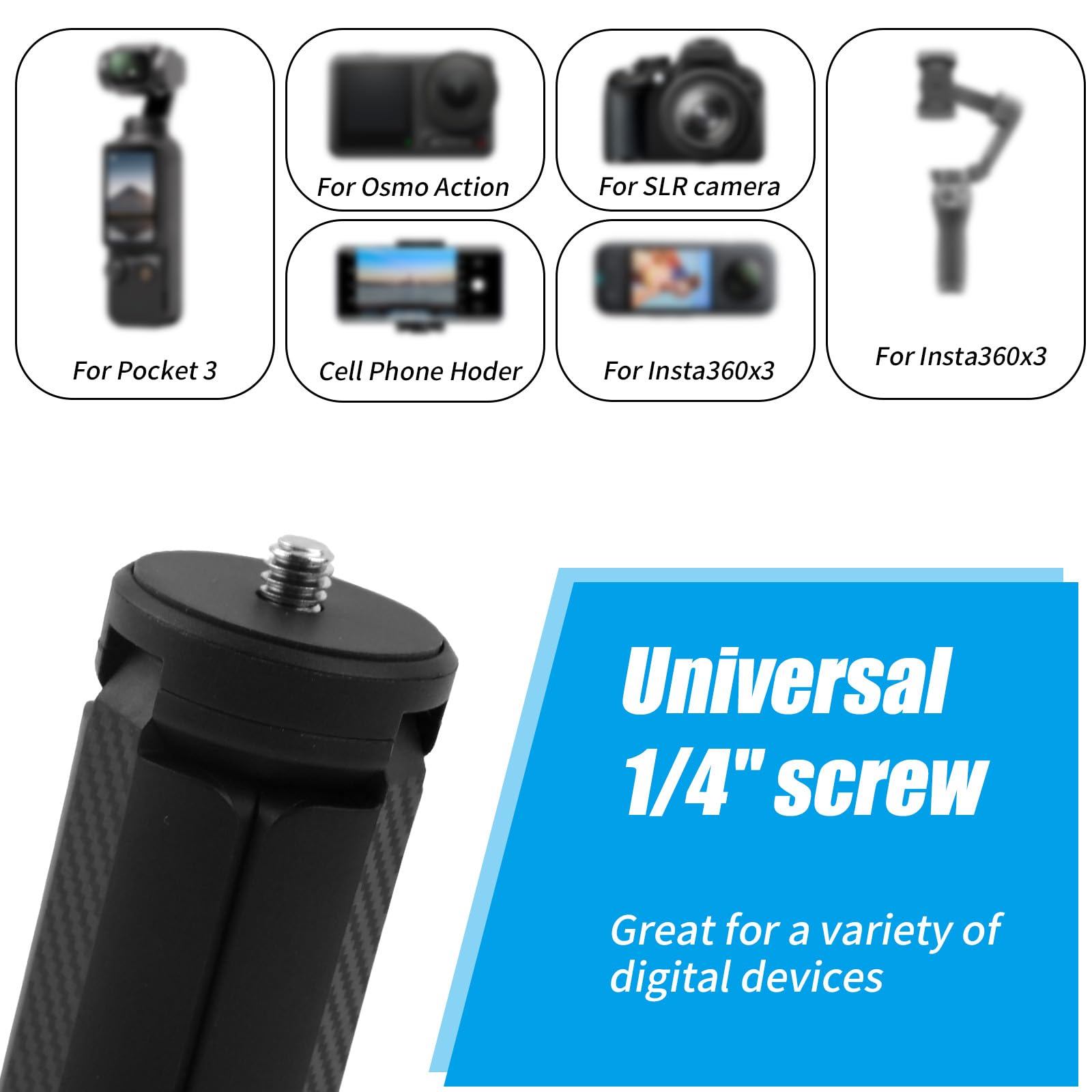 Gosknor Portable Tripod For Dji Osmo Pocket 3 & 2, 1/4In Threaded Interface Mini Stand Black Mount Compatible With Osmo Pocket 3 & 2, Tabletop Mount