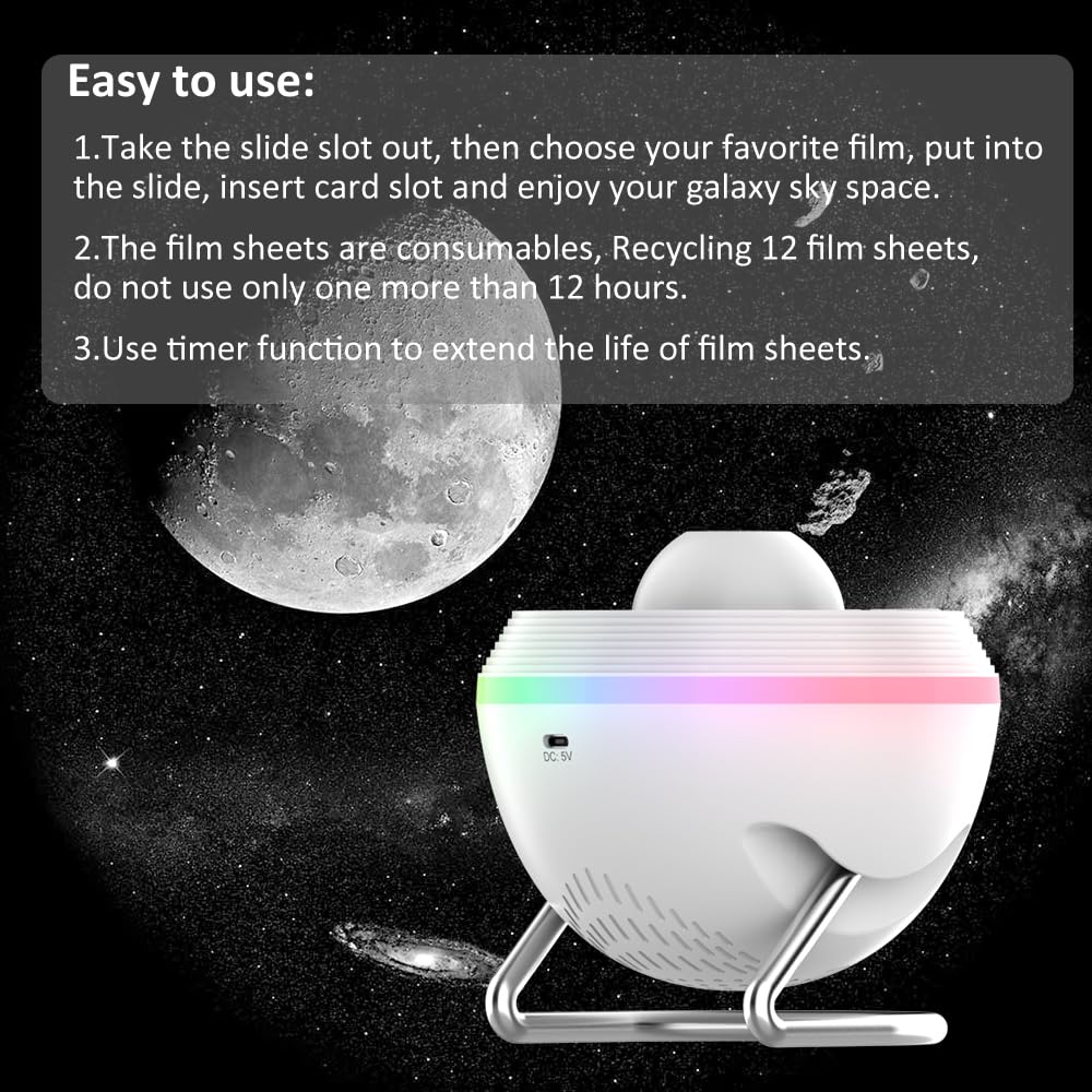 Elec3 Star Projector, Galaxy Night Light For Bedroom With 4K Replaceable 13 Galaxy Discs And 6 Nightlight, 360 Degree Rotation Nebula Projector Lamp Starry Sky Night Light Birthday Valentines