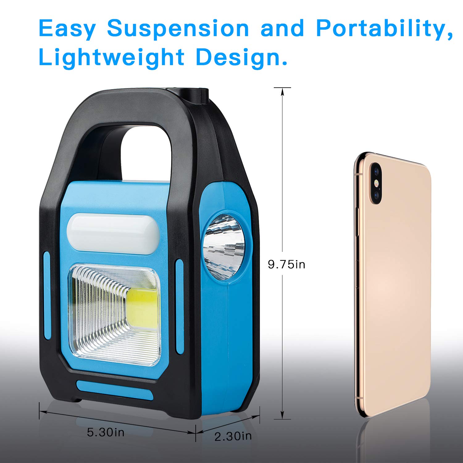 Tansoren 1 Pack 3 In 1 Solar Usb Rechargeable Brightest Cob Led Camping Lantern, Charging For Device, Waterproof Emergency Flashlight Led Light