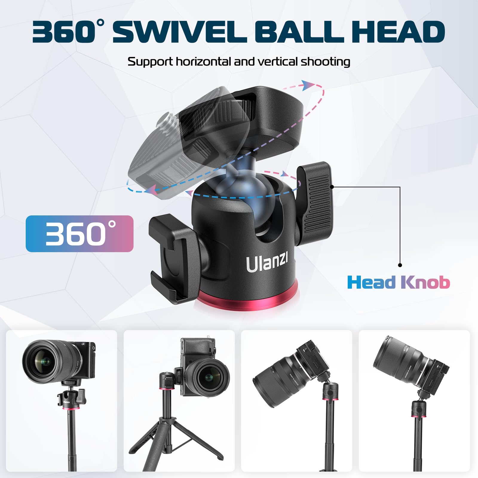 Ulanzi Mt-73 Extension Pole Tripod, Mini Selfie Stick Tripod Stand Handle Grip For Webcam Canon G7X Mark Iii Sony Zv-1 Rx100 Vii A6400 A6600 Cameras Vlogging