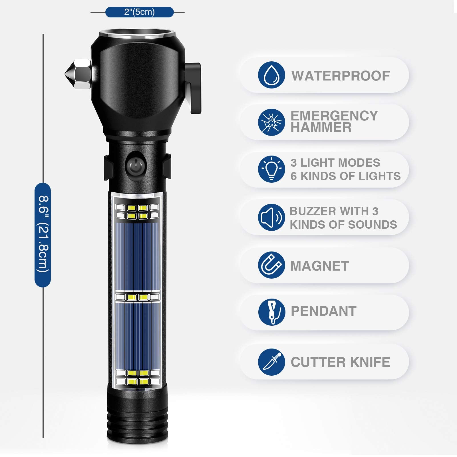 Delxo 2 Pack Tactical Flashlight, Rechargeable Flashlights,Waterproof Handheld Solar Powered Patriot Flashlights With Led Flash Light 2400Mah Battery For Emergency,Camping,Survival Gear,Road Trip