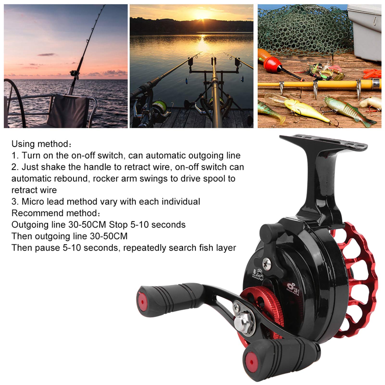 Nunafey Fishing Reel, High‑Strength Exquisite Metal High Foot Raft Wheel, For Saltwater(Right Hand)