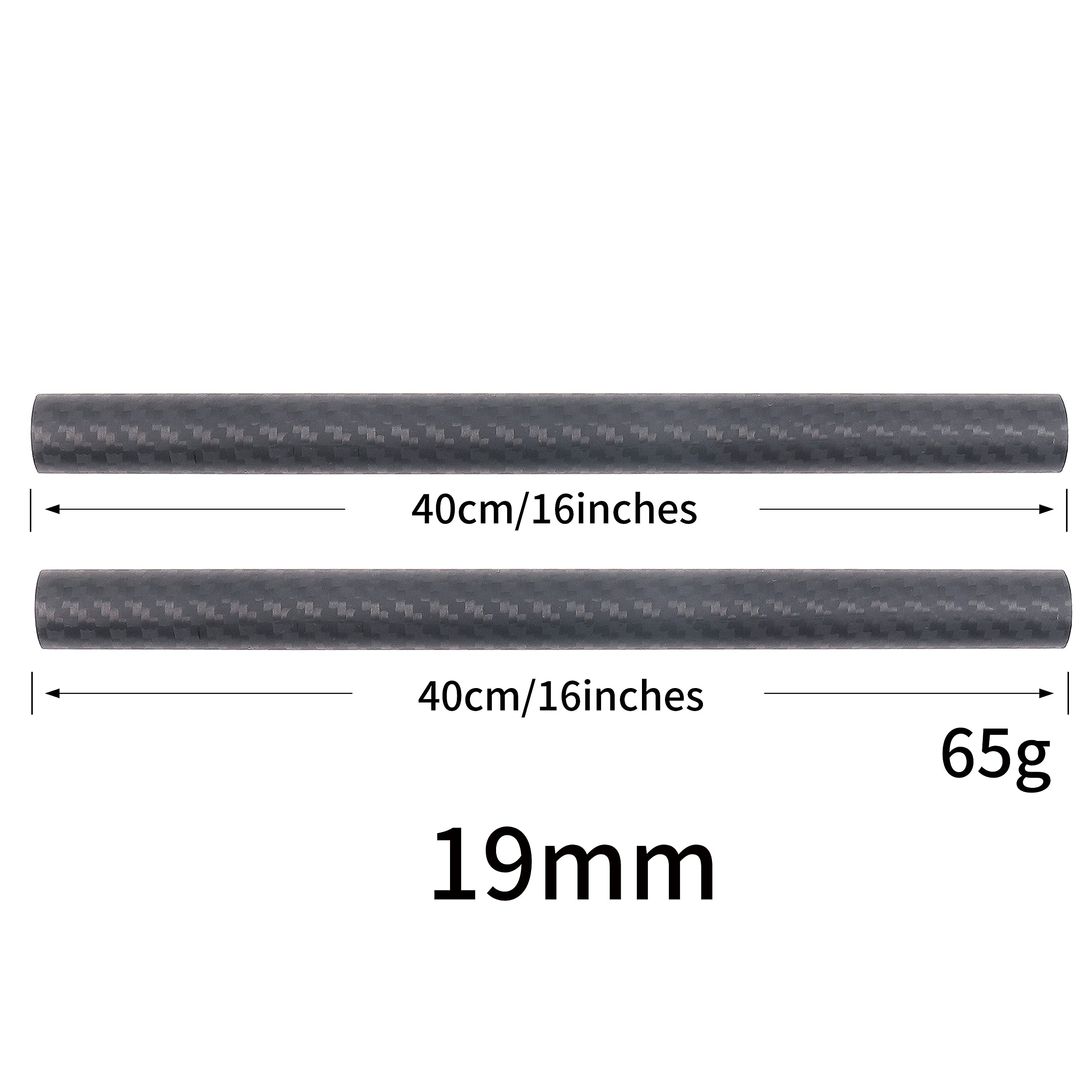 Focusfoto 19Mm Carbon Fiber Rods 40Cm/16Inch Length For 19Mm Rod Rail Support System Dslr Camera Rig (Pack Of 2)