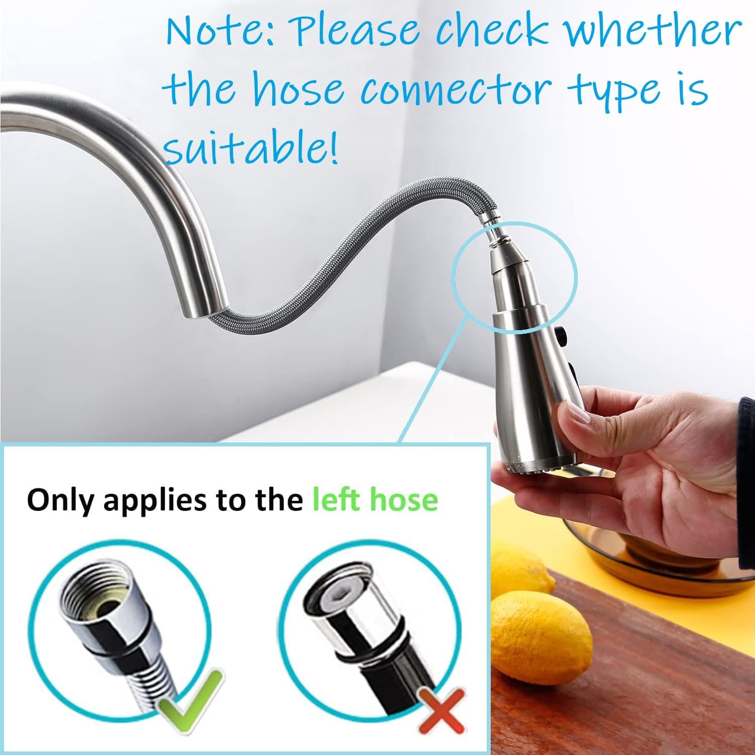 Fat-Cattie Pull Down Kitchen Faucet Sprayer Head Replacement Part - Pull Out Sink Sprayer Replacement Nozzle, Kitchen Faucet Head Hose Spray Tap Spout Only For G1/2(20Mm) Connector (Brushed Nickel)