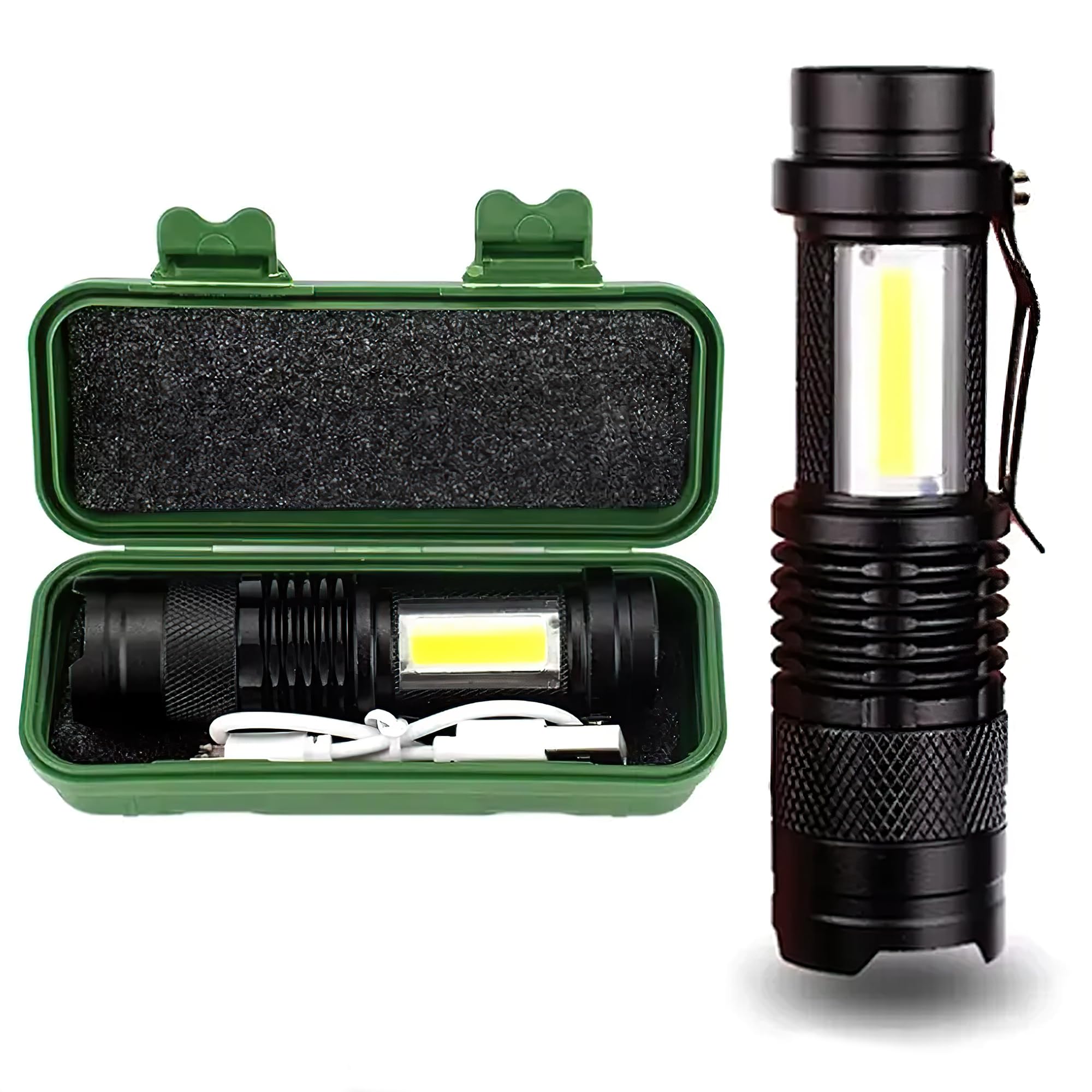 Ht Life Mini Led Flashlight Rechargeable Flashlight With Zoomable Focus, Super Bright Flashlight For Camping, Hiking, Emergency, Power Outage, Car, Home, Edc, Survival,  For Men And Women