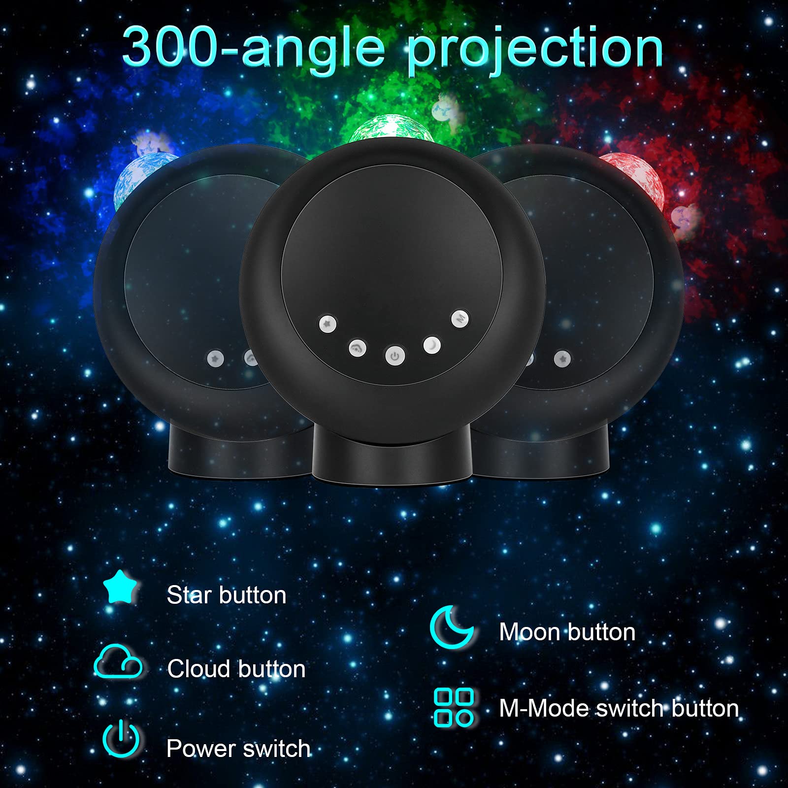 Litenergy Led Sky Projector Light, Galaxy Lighting, Nebula Star Night Lamp With Base And Remote Control For Gaming Room, Home Theater, Bedroom , Or Mood Ambiance (Black)