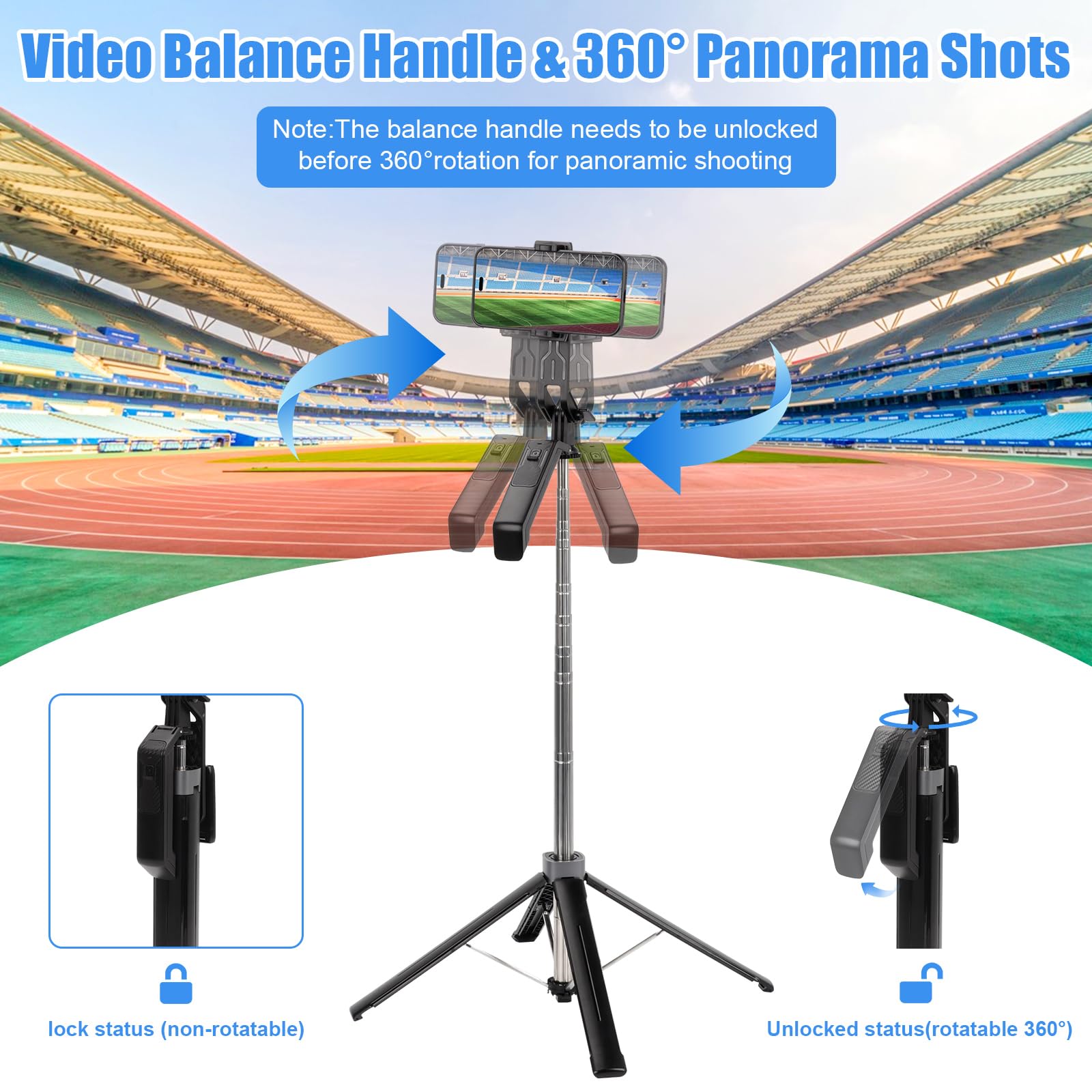 Longzhuo Selfie Stick Tripod, 70.87" Cell Phone Tripods, Extendable Tripod Selfie Stick For Iphone Stainless Steel Travel Tripods 360° Rotating Phone Stand For Video Recording
