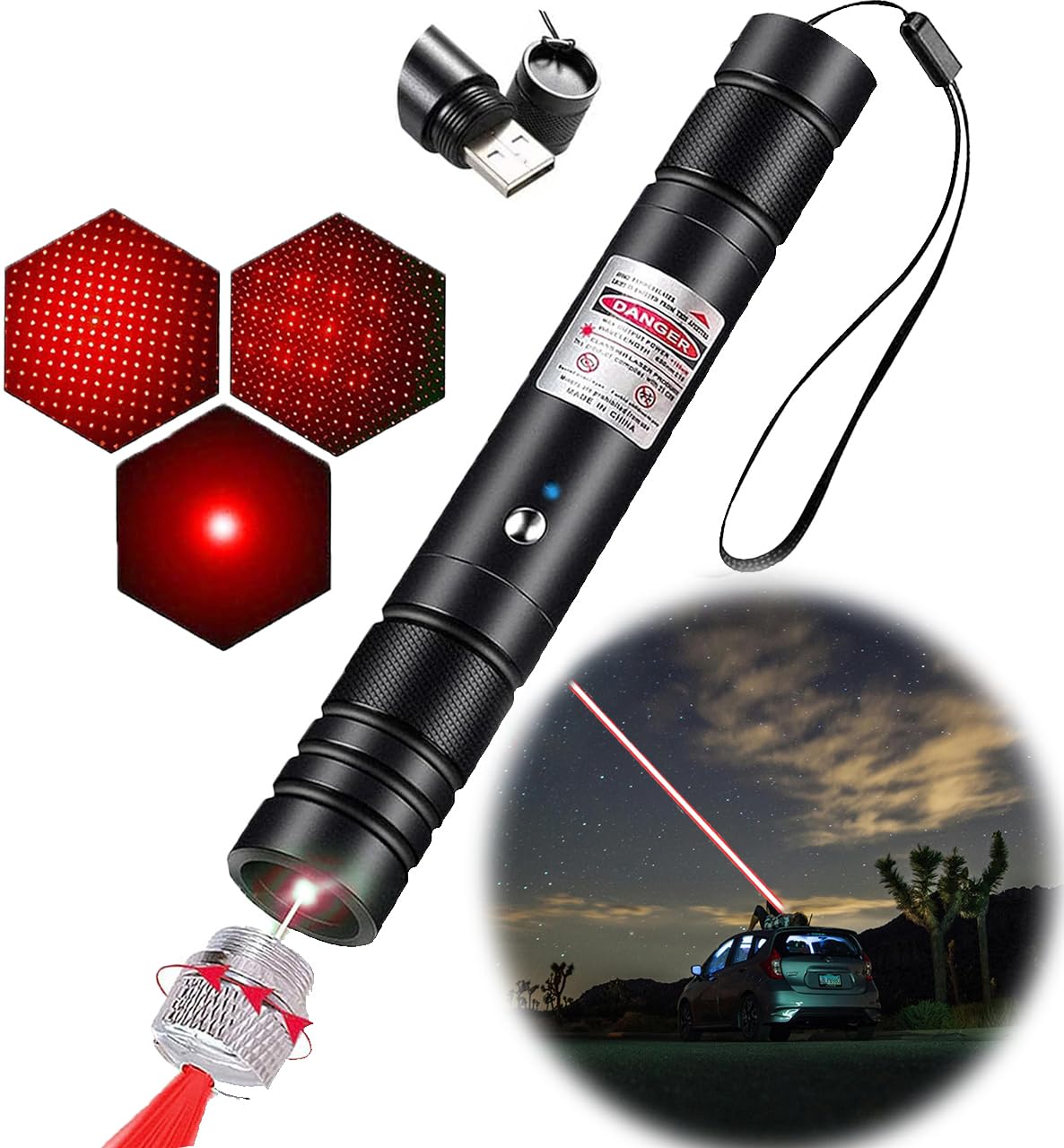 Ivvtryi Rechargeable Red Laser Pointer With Long Range For Tv, Led, Lcd Screen Presentations And Outdoor Construction In Office