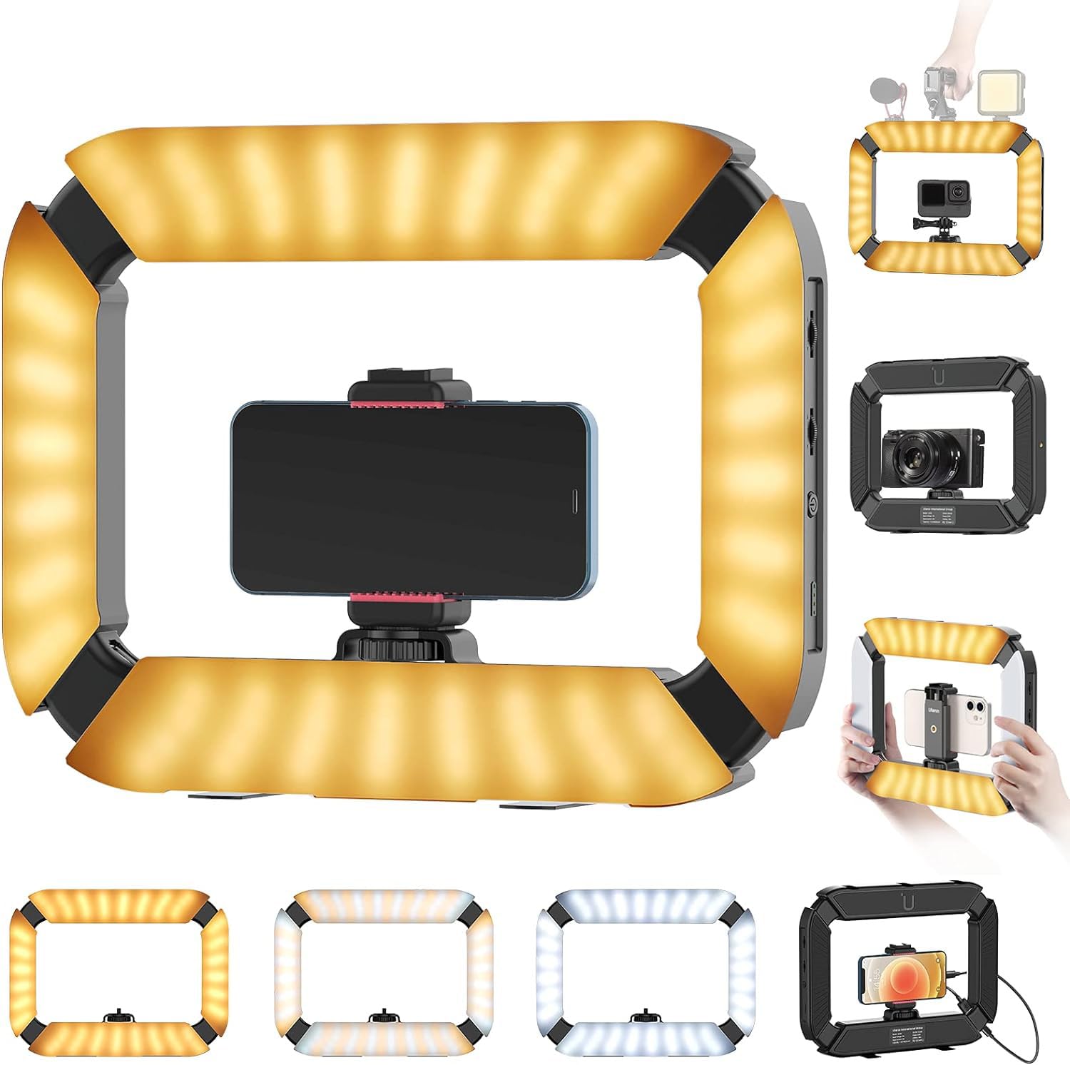 Pictron Smartphone Video Rig U200 Handheld Led Ring Light Selfie Light Phone Video Stabilizer For Camera, Smartphone, Action Camera, Youtube, Setup, Filmmaking, Makeup, Vlogging