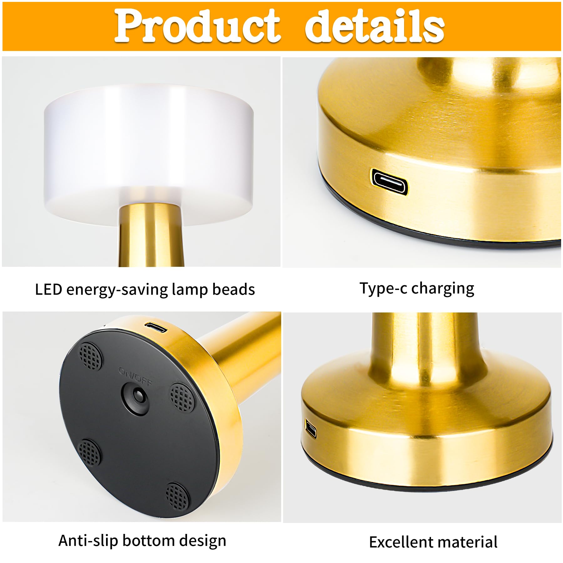 Rtuosxui Led Lamps For Nightstand With Touch Sensor,3 Modes, Stepless Dimming,Portable Rechargeable Cordless Desk Lamp,Suitable For Kids Nursery,Restaurants, Terraces, Hotels,Bedroom Lamps