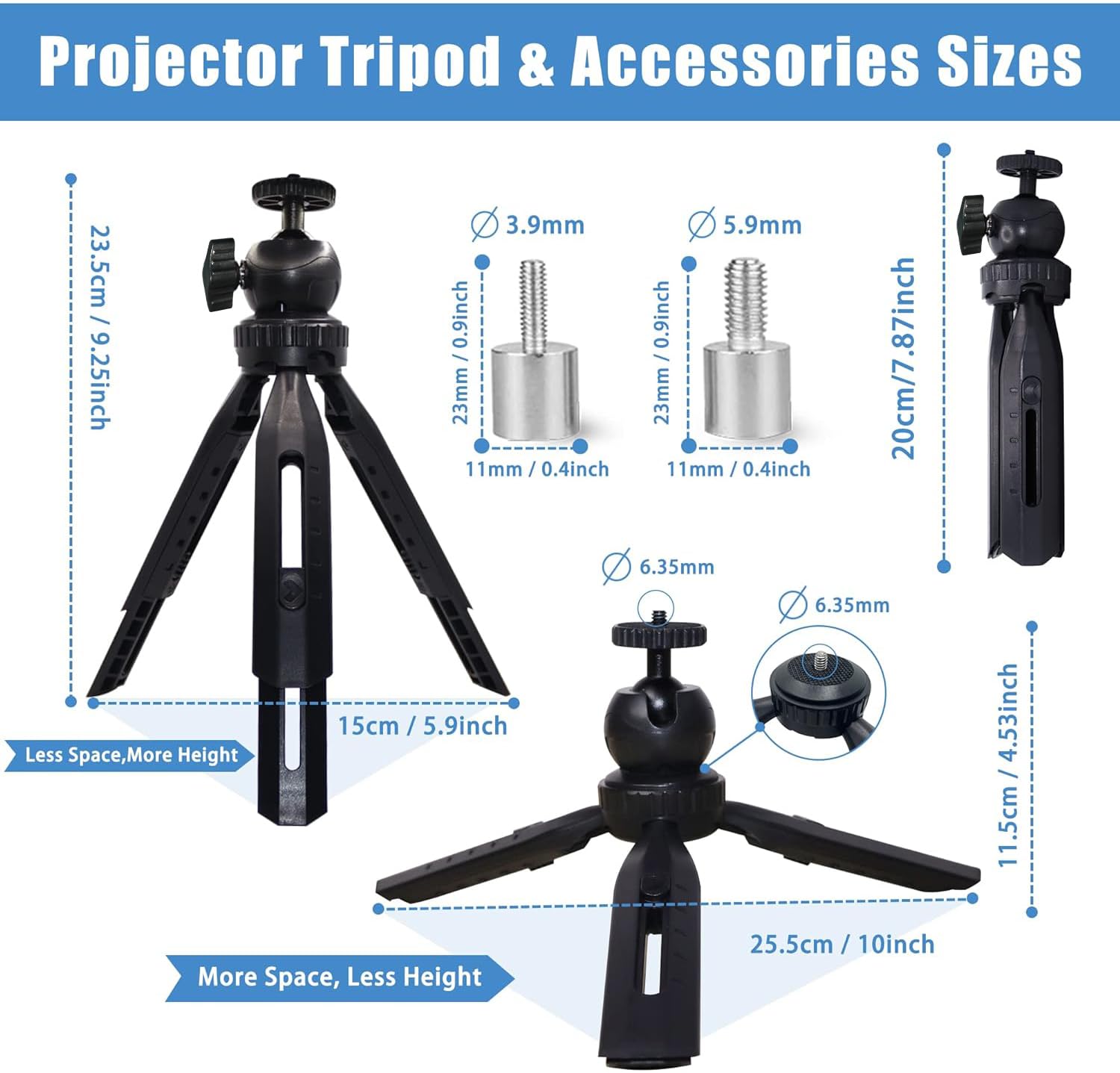 2-Be-Best Mini Projector Stand, Tripod Mount Compatible With Dr.J, Dbpower, Anker, Pvo, Artlii, Loongson, Auking, Clokowe, Voplls And Most Projectors (Black, )