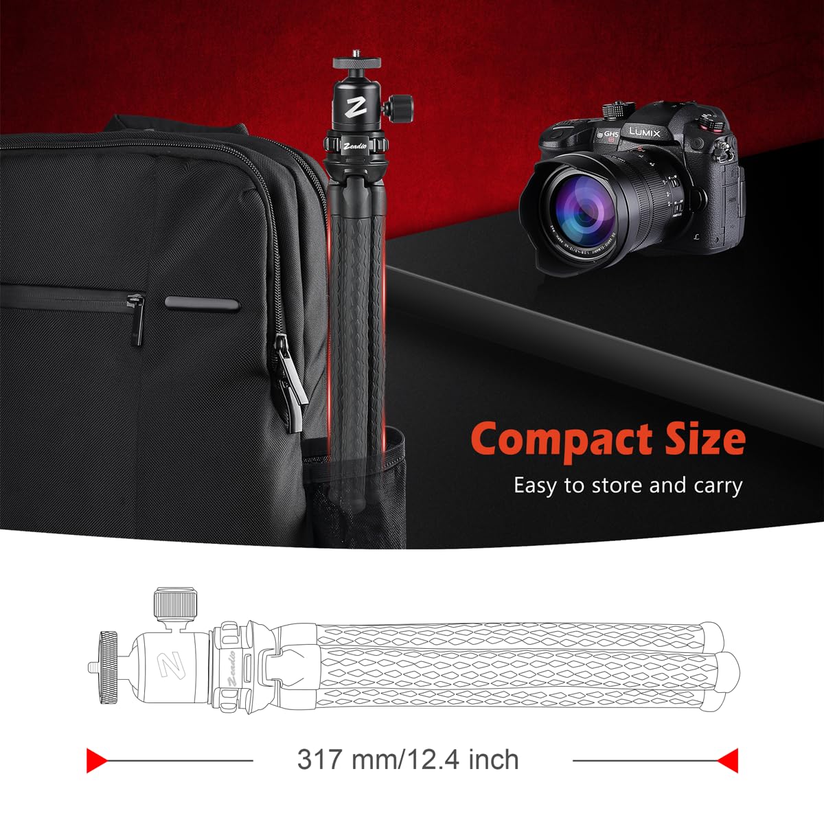 Zeadio Flexible Camera Tripod Kits, With Metal Ball Head Mount, Fits For All Iphone And Android Smartphones Sport Camera