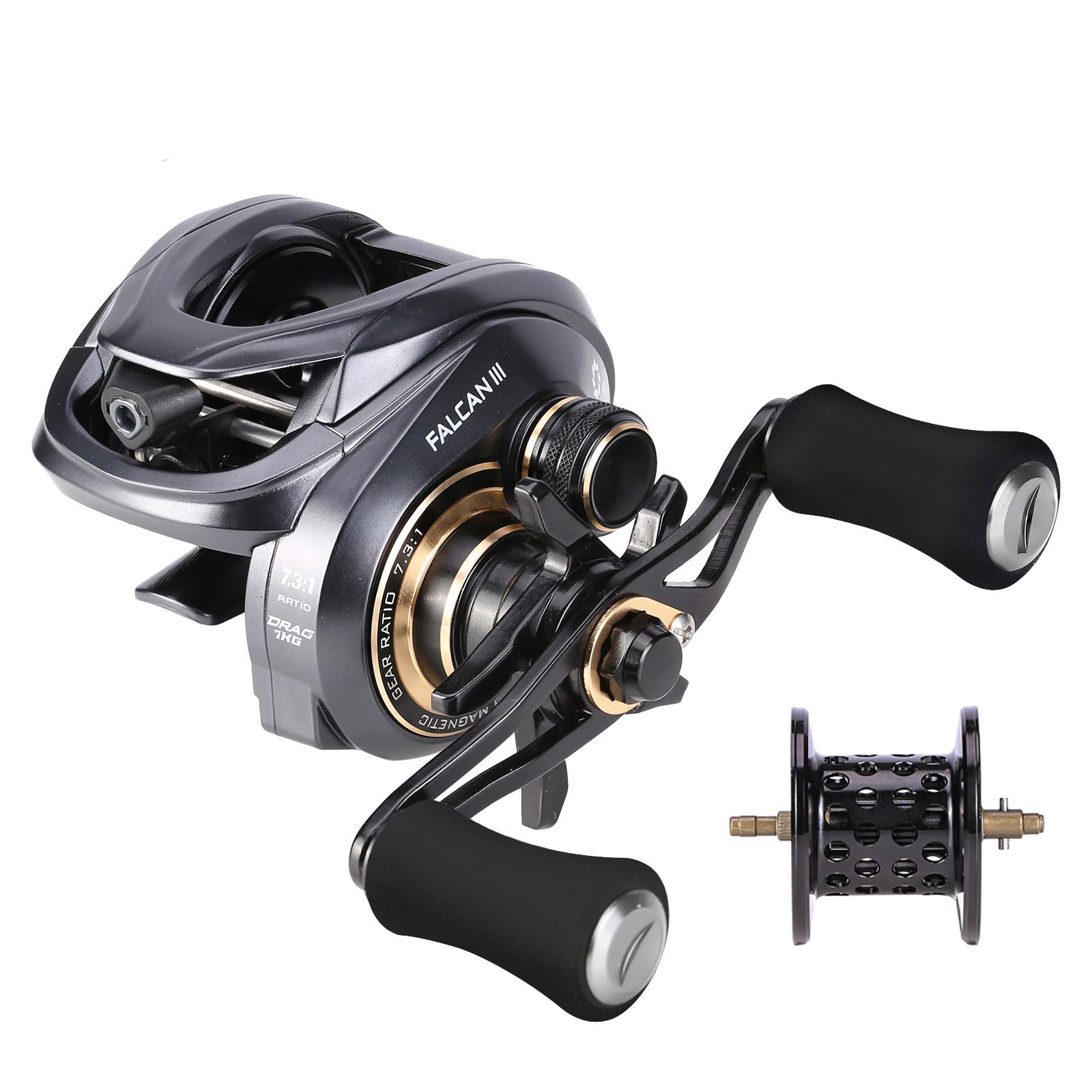 Seaknight Falcan Iii Baitcasting Fishing Reel, Magnetic Braking System Baitcaster Reel, 10+1 Double Shielded Stainless Steel Ball Bearings, 7.3:1/8.1:1 Low Profile Ultra-Light 6.3Oz Casting Reel