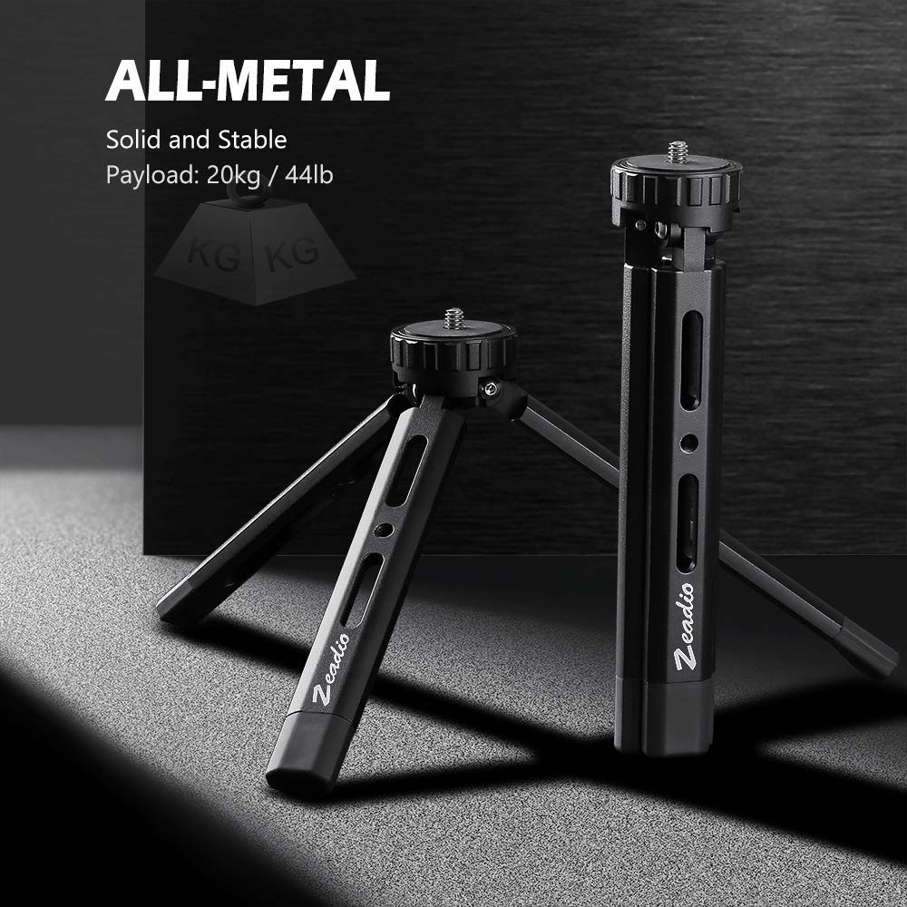 Zeadio Metal Adjustable Tripod, 4 Adjustable Heights Desktop Tripod Stand, Fits For Smooth 4, Crane Plus, Osmo Mobile, Ronin-S, Vimble 2, Gimbal Handle Grip Stabilizer And All Cameras