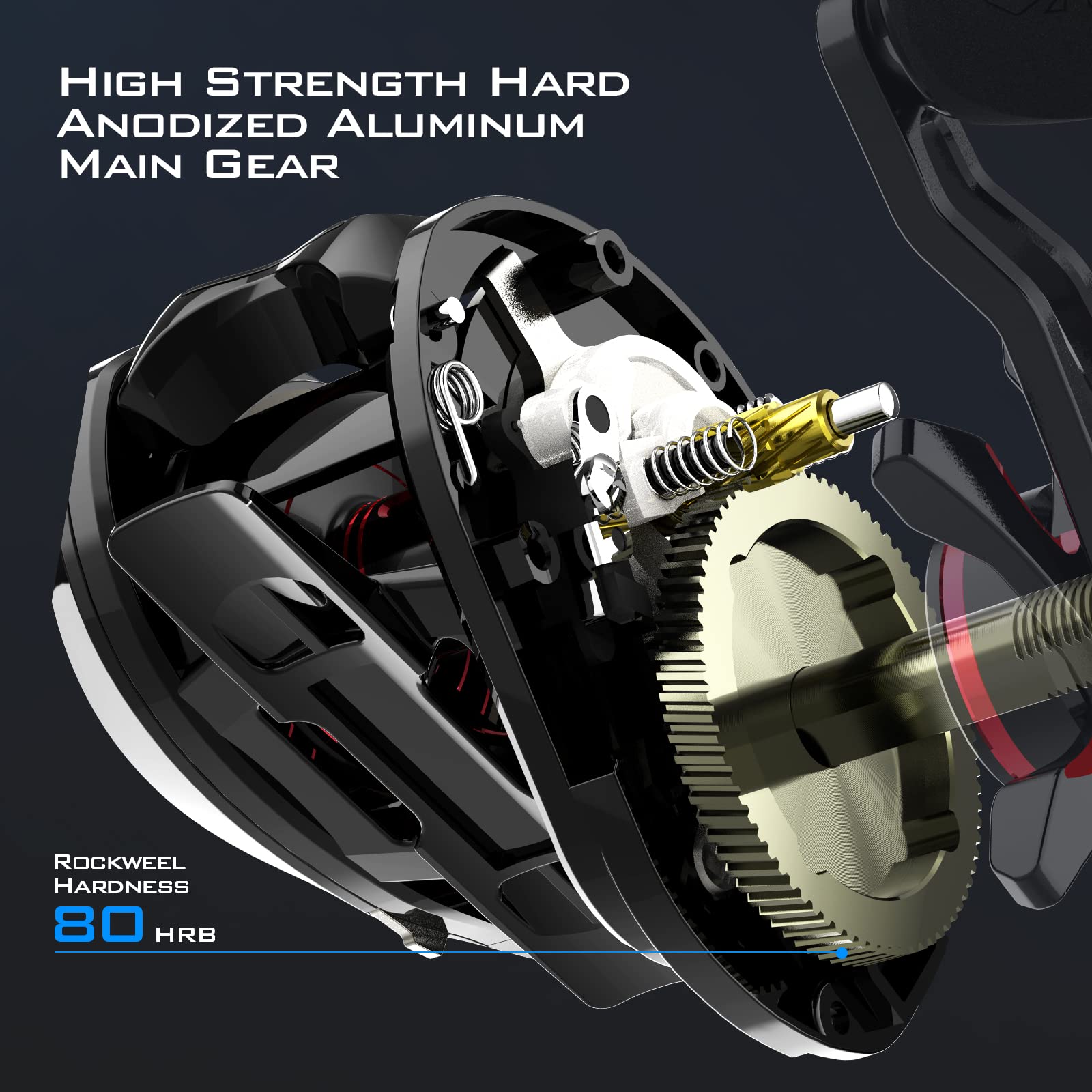 Kastking Megajaws Baitcasting Fishing Reel,  Automag Dual Braking System Baitcaster Fishing Reel, Only 6.7Oz, 17.64 Lbs Carbon Fiber Drag, 11+1 Shielded Bb, High Speed 5.4:1 To 9.1:1 Gear Ratios
