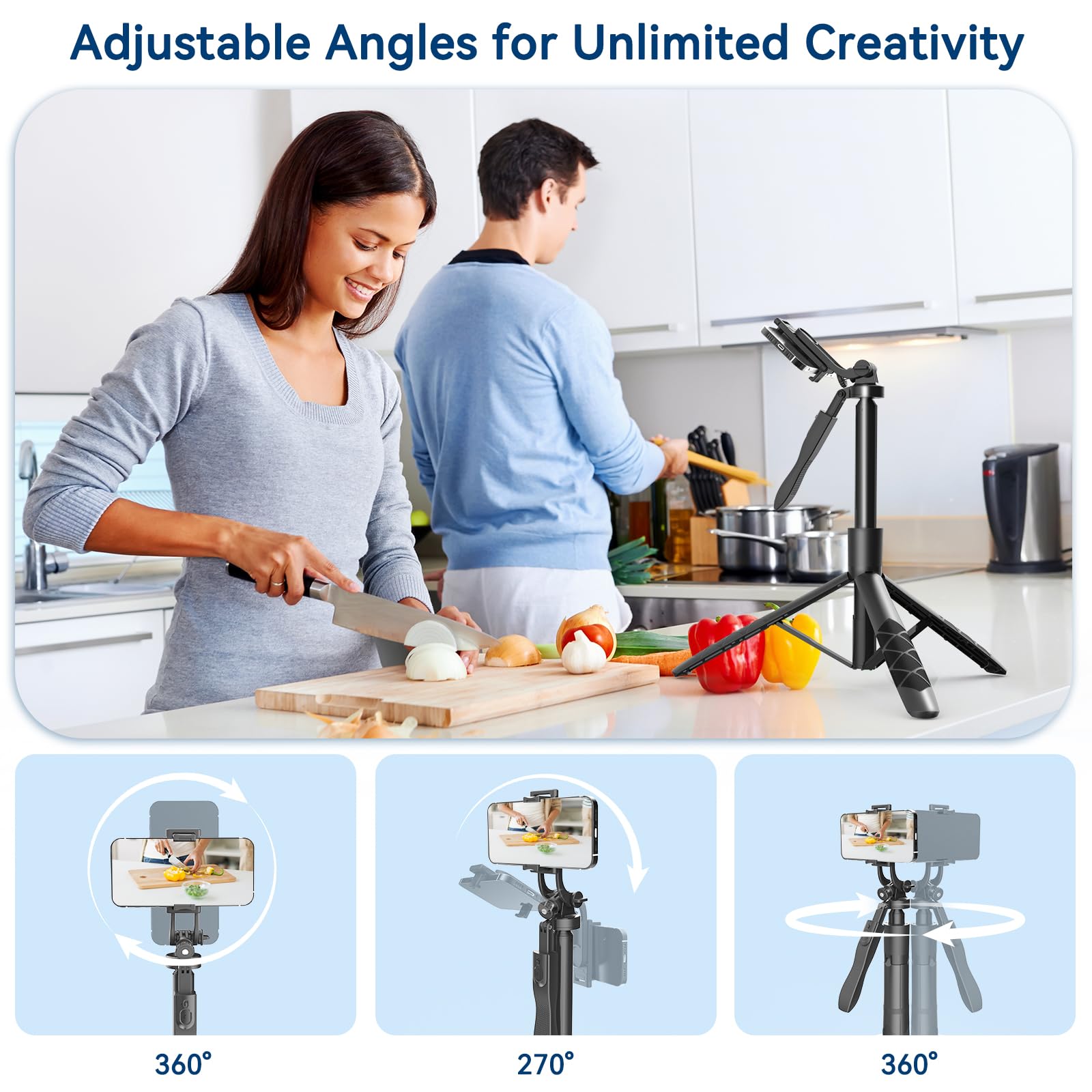 Giecy 60" Tripod & Selfie Stick For Iphone, Phone Tripod Stand With Wireless Remote And Led Fill Light, Portable Selfie Stick Tripod Compatible With Iphone Android Phone, Camera, Gopro (60")