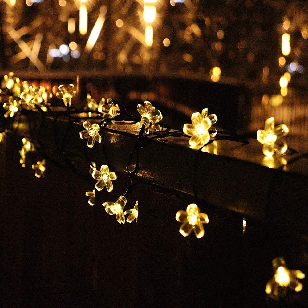 Iticdecor Solar Flower String Lights Outdoor Waterproof 50 Led Fairy Light Christmas Decorations For Garden Fence Patio Yard Christmas Tree, Home, Lawn, Wedding, Patio, Party Decoration (Warm White)