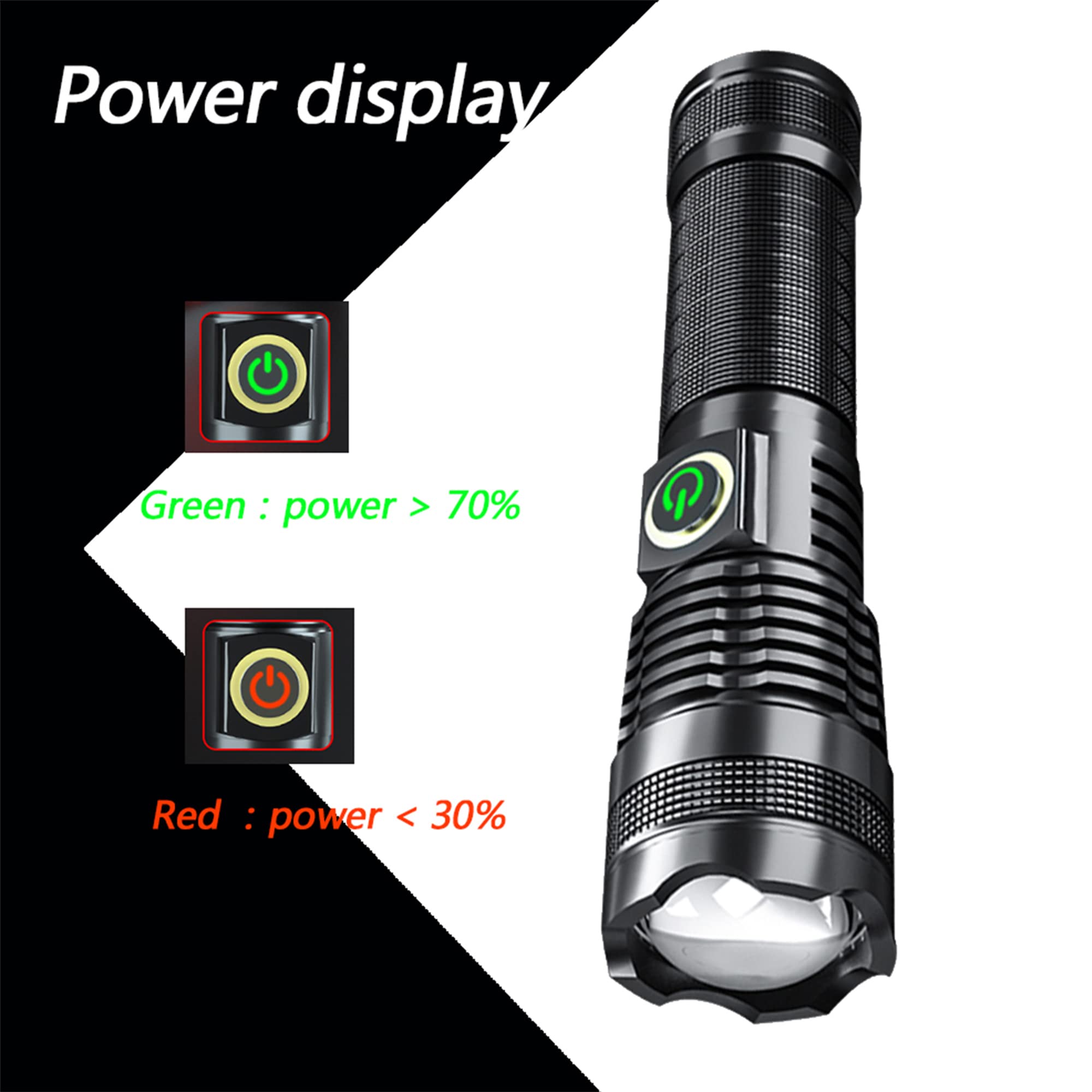 Xurleq 600000 High Lumen Handheld Flashlight Rechargeable Led Tactical Flashlight With 5 Modes Waterproof For Camping Hiking Outdoor Biking Emergency Self Defense
