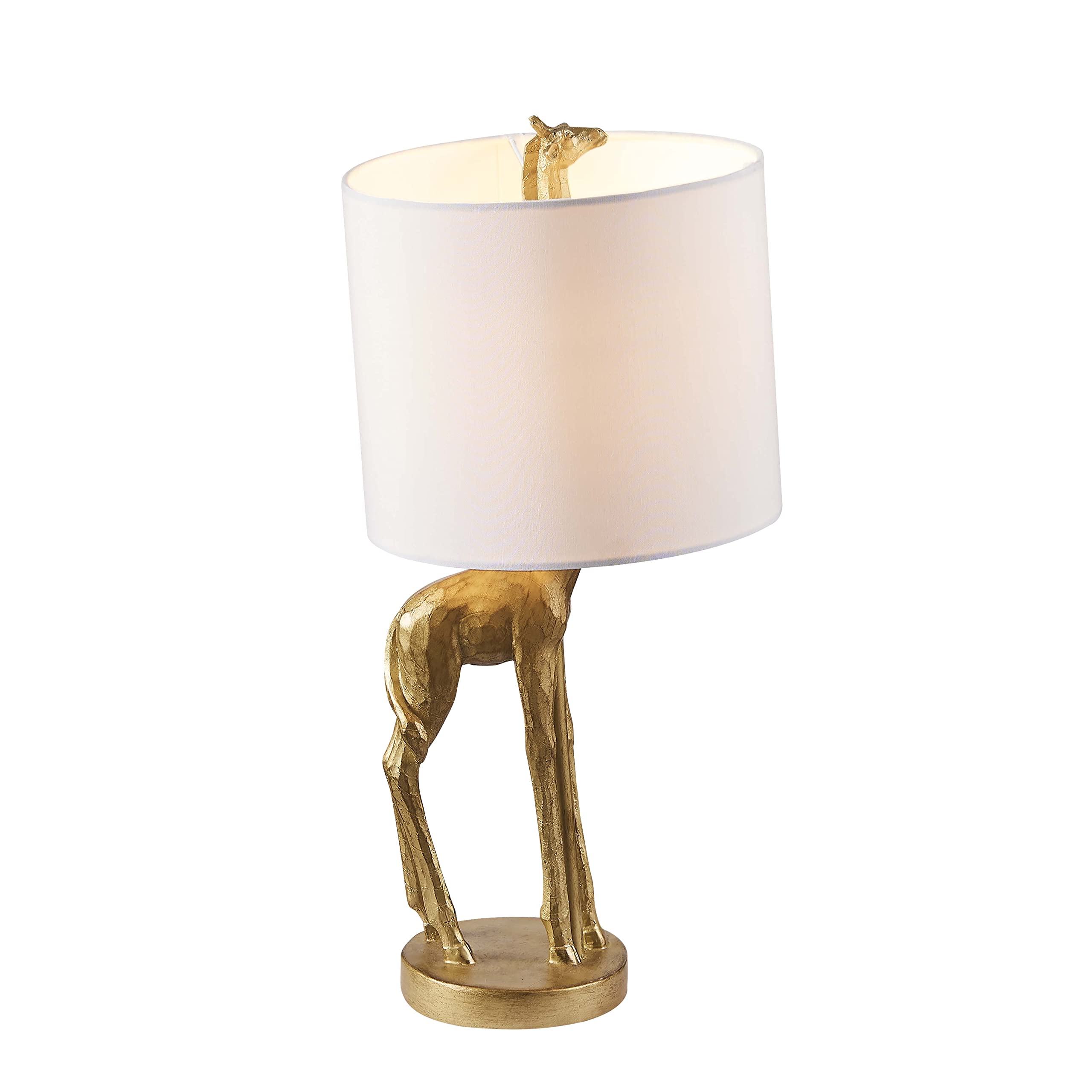 Vanity Art 16.54" Indoor Table Lamp With Fabric Shade | Modern Farmhouse Bedside Lamp Giraffe Table Lamp For Bedroom, Living Room, Office, College Dorm (Gold) Mlt003Tl-Gf-Bd