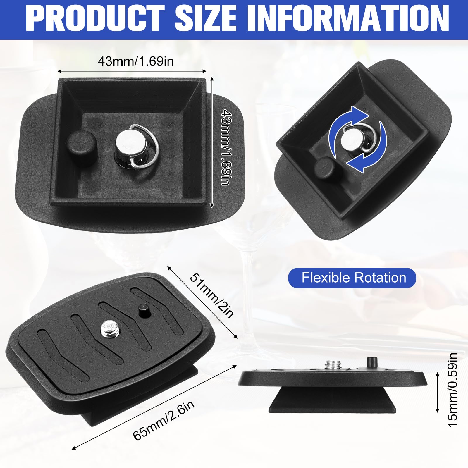 Toodoo 2 Pack 41Mm And 43Mm Tripod Quick Release Plate Camera Mounting Adapter, 2 Sizes Qr Release Camera Tripod Ball Head Parts Replacement Compatible With Ambico V0552 V0554, Sunpak,Kalimar