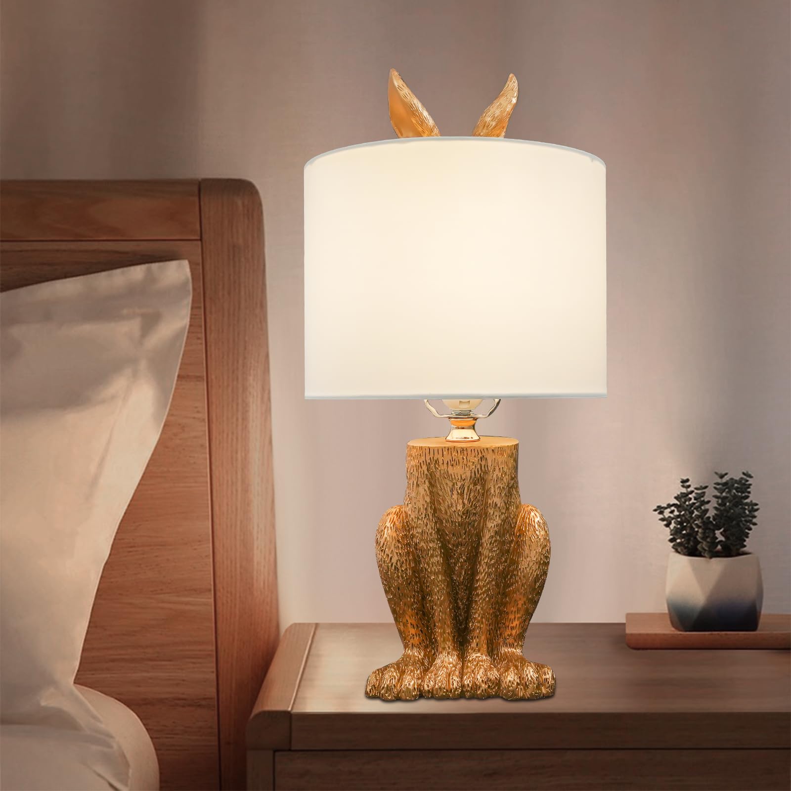 Lxrnqcey Rabbit Table Lamp, Modern Golden Rabbit Table Lamp, 110V Light Decoration Led Nightlight For Living Room Dining Room Study Room Desk (Bulb Not Included)