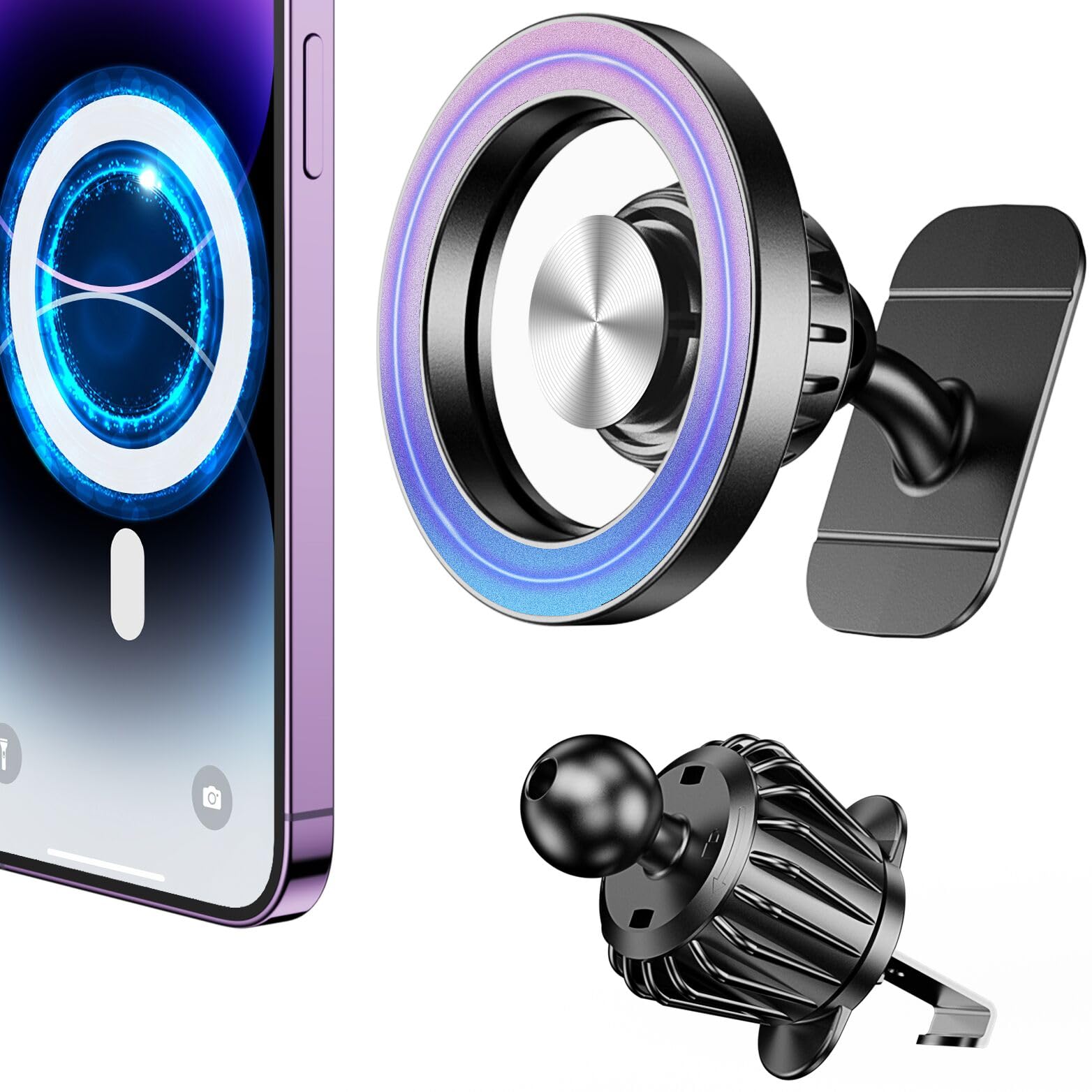 Kaistyle For Magsafe Car Mount Vent【20 Strong Magnets】For Iphone Magnetic Car Mount【360°】Cell Phone Mount For Car【Hands 】Air Vent Phone Holder For Car Accessories For Women Men Iphone 16 15 14 13 12 Plus
