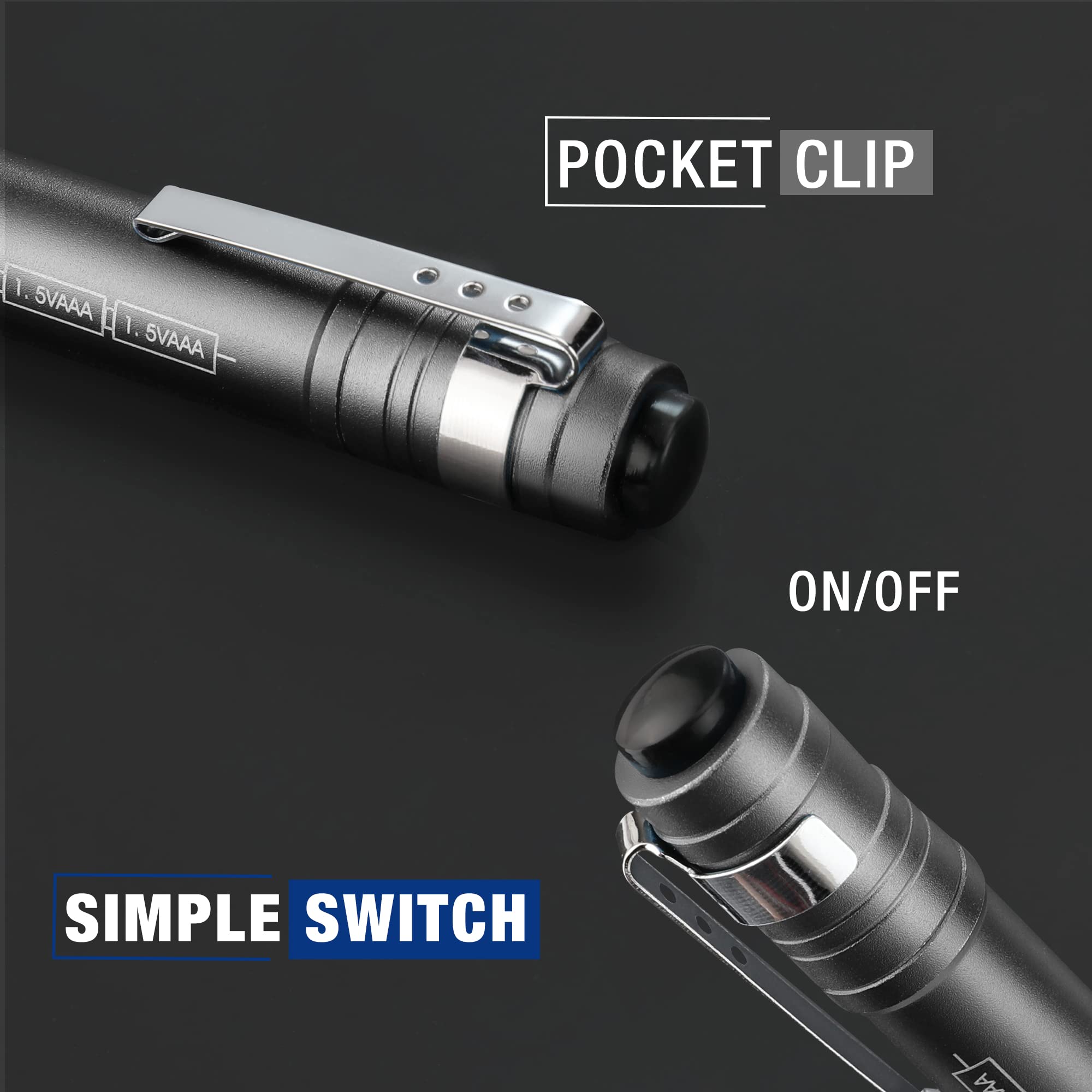 Workpro Led Pen Light, Aluminum Pen Flashlights, Pocket Flashlight With Clip For Inspection, Emergency, Everyday, 2Aaa Batteries Include, Gray(4-Pack)