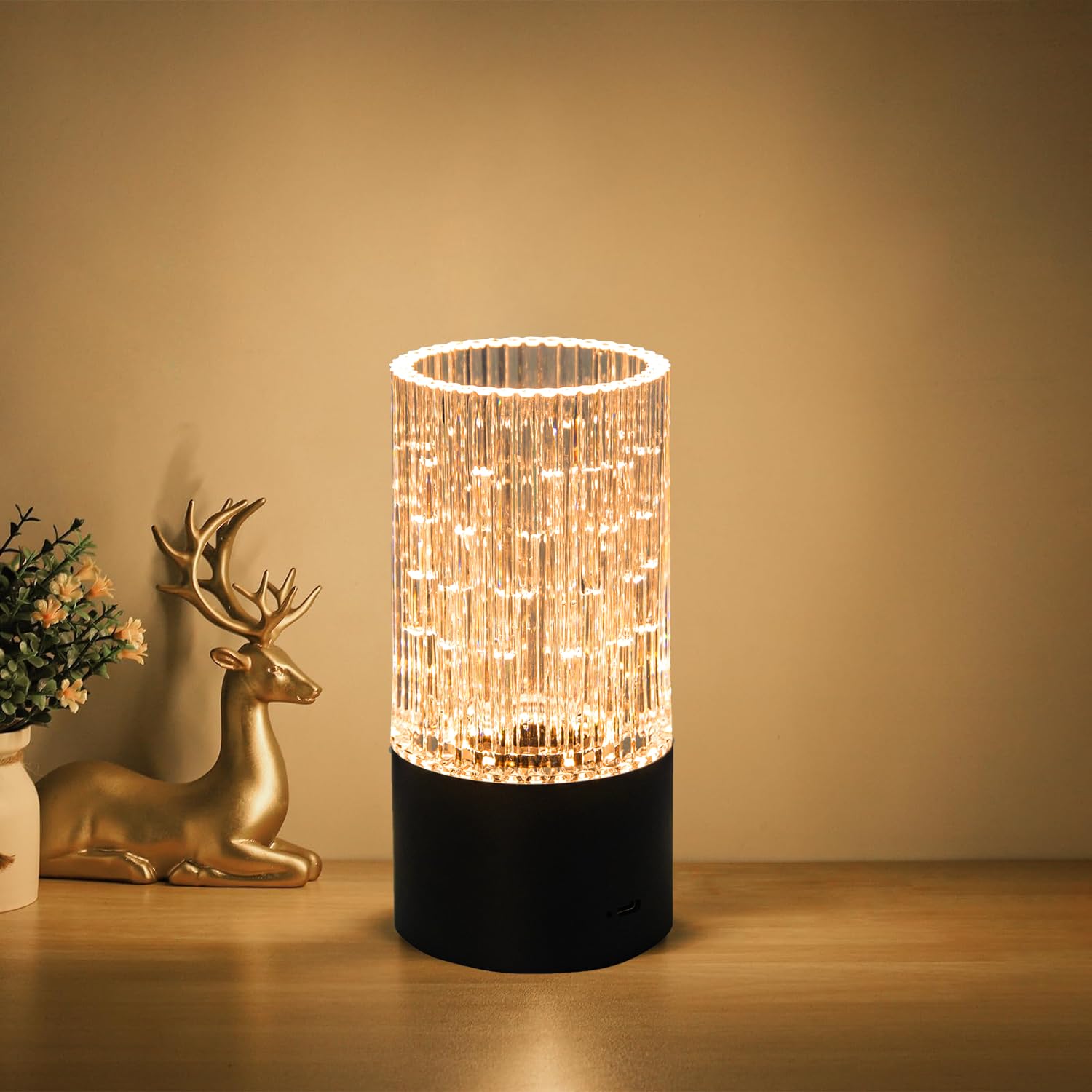 Anshenya Cordless Table Lamps Small Vase Lamp Outdoor Decor Battery Operated Lights Led For Bedroom Unique Desk Light Office Rechargeable Home 4000Mah Coffee Dining Bar Accessories With Usb Port (Black)