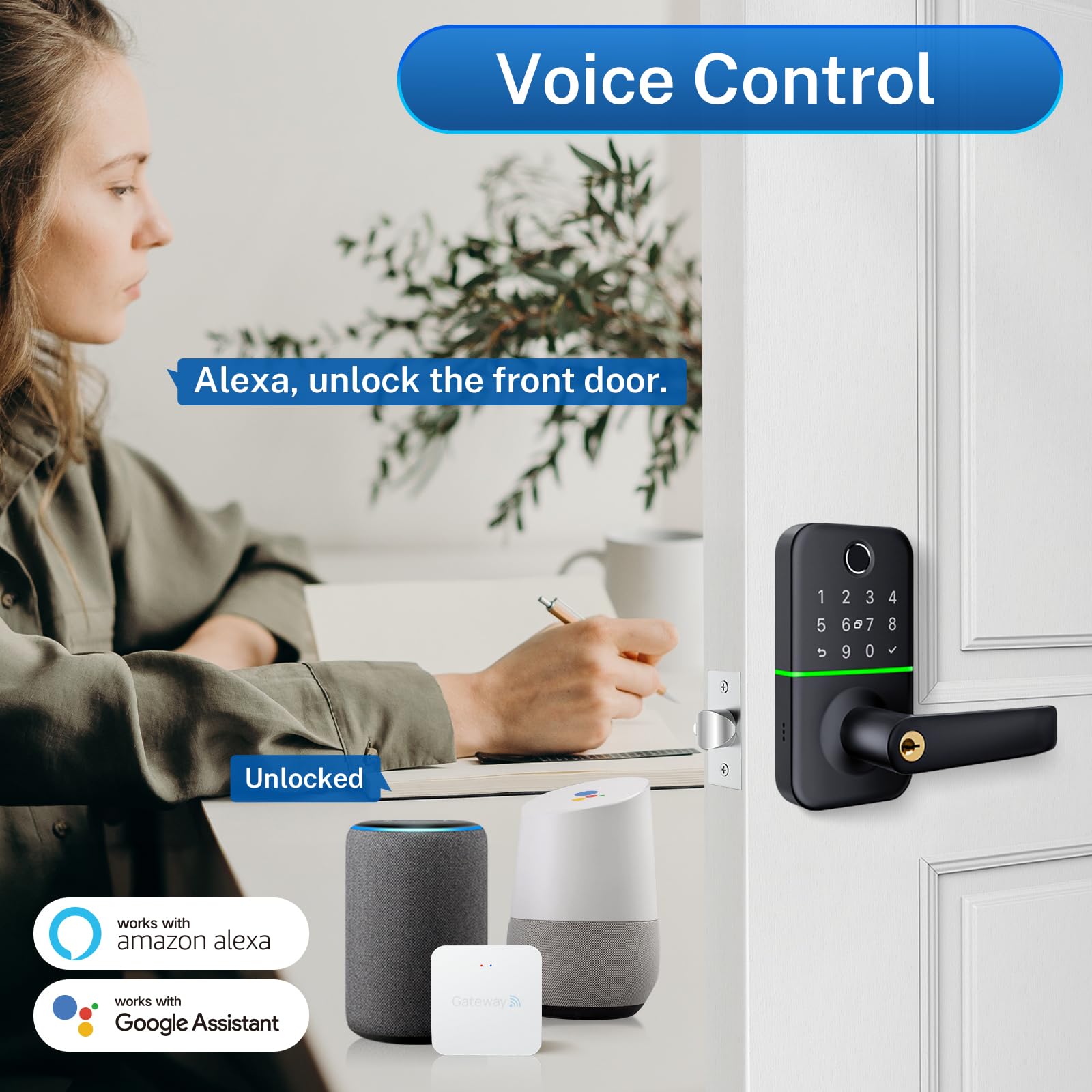 Kucacci Tuya Wifi Gateway For Z1 Z2 Q1 Smart Lock: Compatible With Smart Life, Tuya App To Remotely Control Smart Door Lock, Compatible With Alexa, Google Assistant To Voice Control(Support Wifi 2.4G)