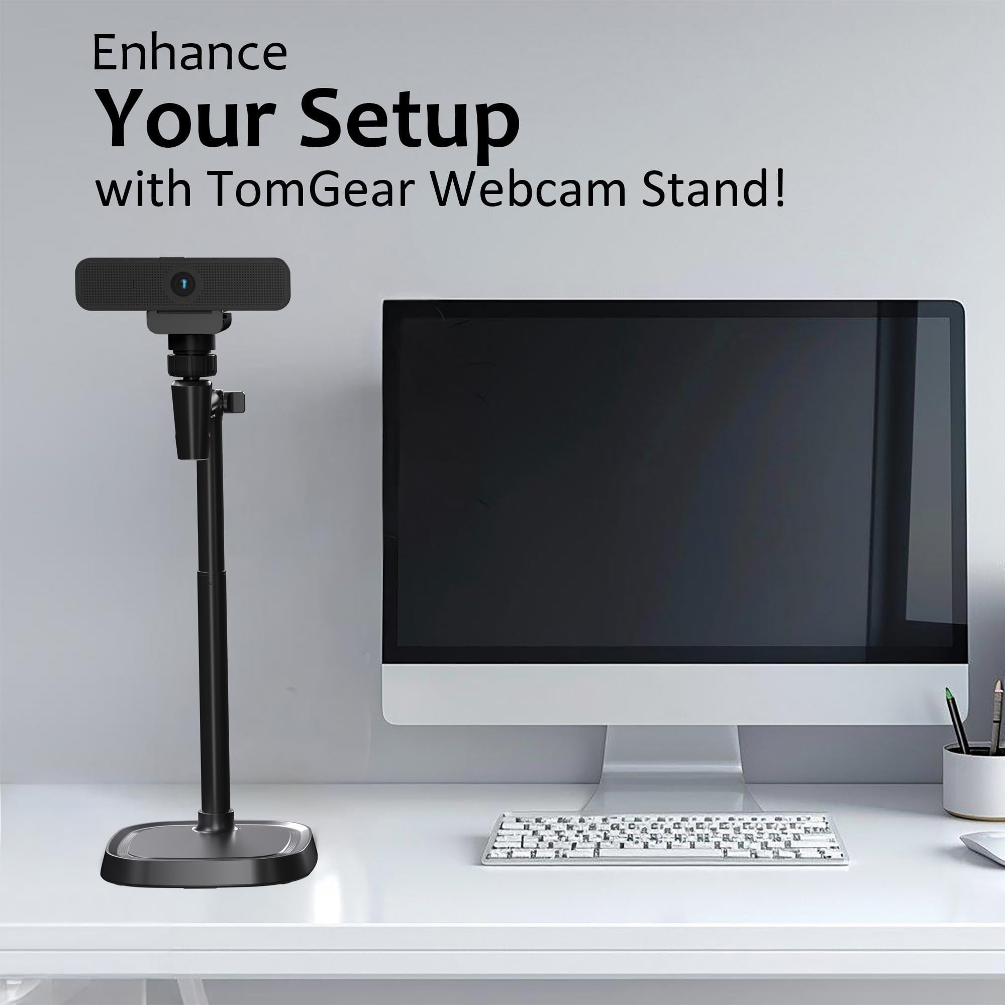 Tomgear Webcam Stand Camera Mount Cellphone Stand For Webcam C925E C922X C922 C930E C930 C920 C615 Brio 4K, Dslr Camera Right Light With 1/4" Thread, 1-Pack
