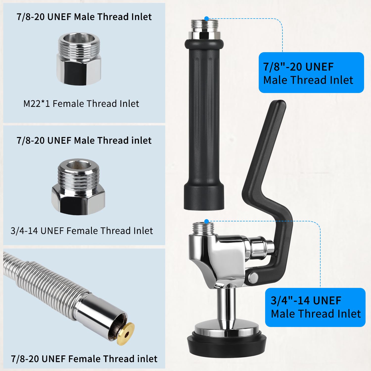 Tceumik Commercial Pre-Rinse Spray Valve With 44Inch Flexible Hose & Overhead Spring High Pressure Dish Sink Sprayer Heavy Duty Stainless Steel Easy To Install Ideal For Restaurants And Home Kitchens(Black)