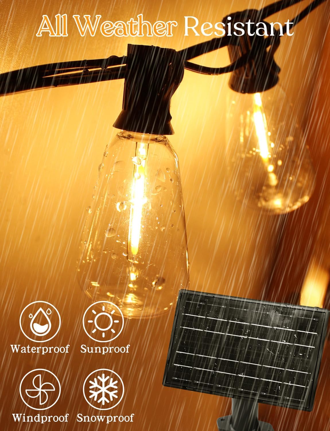 Yoyonacy 100 Ft Solar String Lights Outdoor Waterproof With Remote & Usb Port, Solar Power Patio Hanging Lights With Dimmer, Shatterproof Led Edison Bulb Outdoor String Lights For Outside Cafe Yard Fence