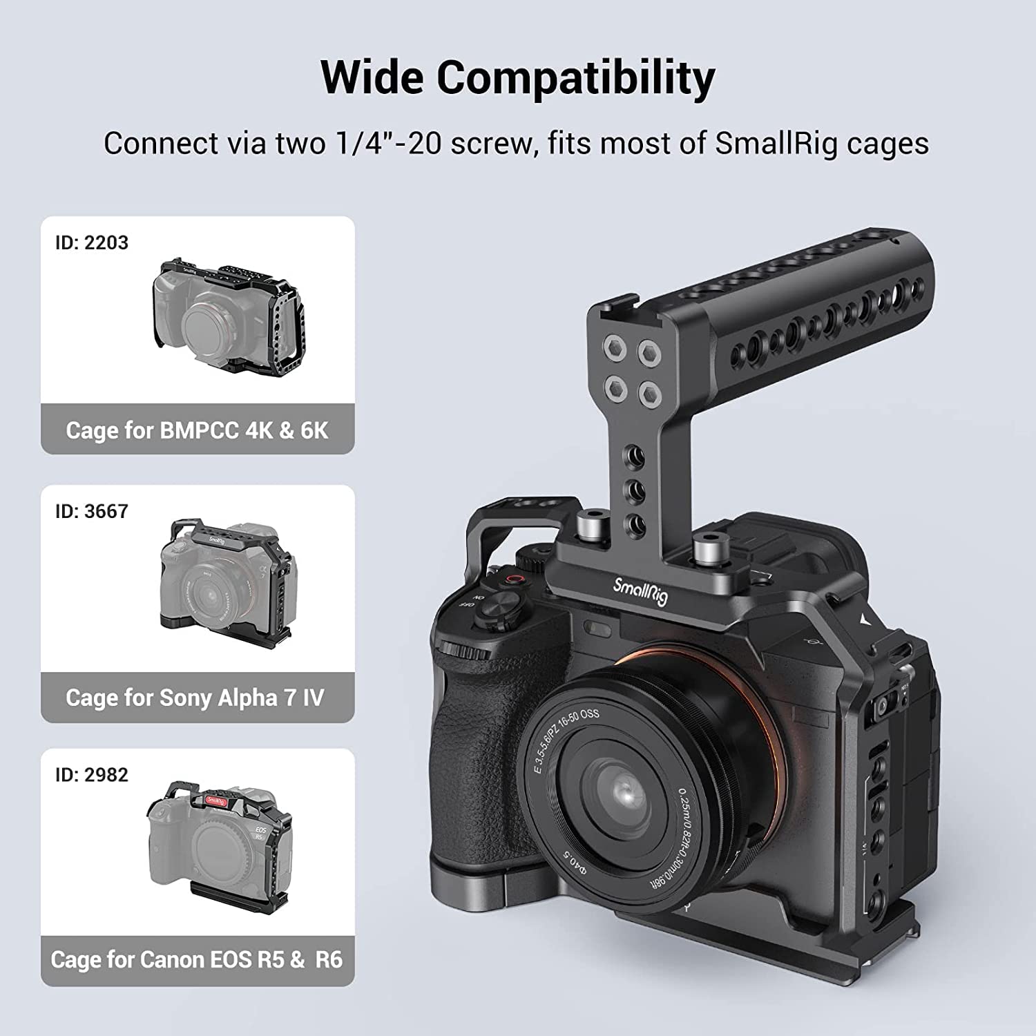 Smallrig Camera Top Handle Grip, Dslr Cage Handle With Cold Shoe Mount For Camera Rig - 1638