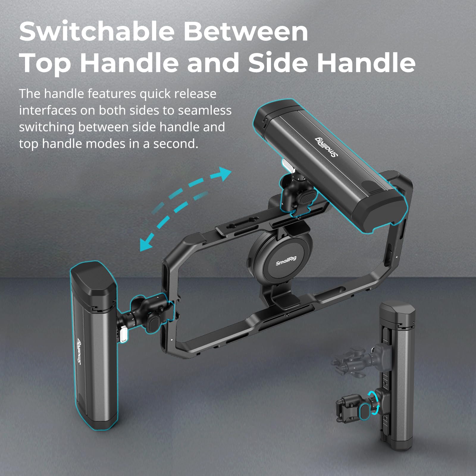 Smallrig Rotatable Bilateral Quick Release Side/Top Handle For Hawklock Quick Release Ecosystem For Smartphones 4842