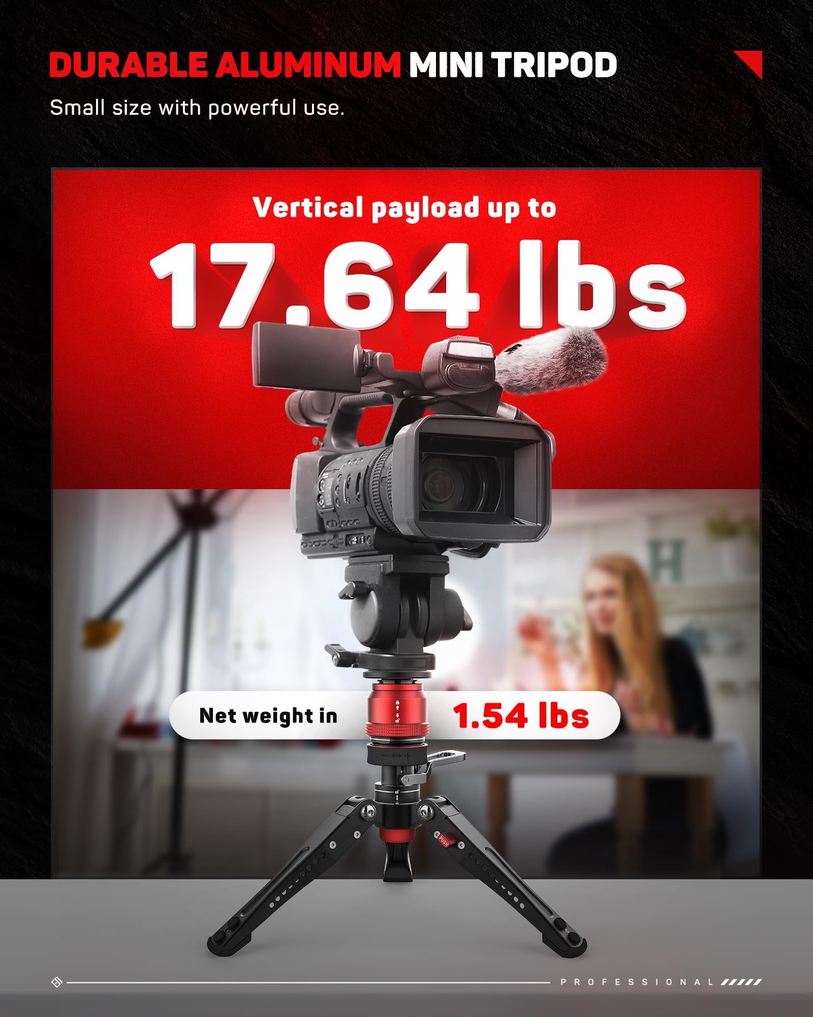 Ifootage Mini Tripod For Camera And Tool Hook Red, Professional Tabletop Tripod With Pedal For Photography, Small Tripod Max Load Up To 17.64 Lbs, Desktop Tripod Compatible With Sony, Nikon, Canon Dsl