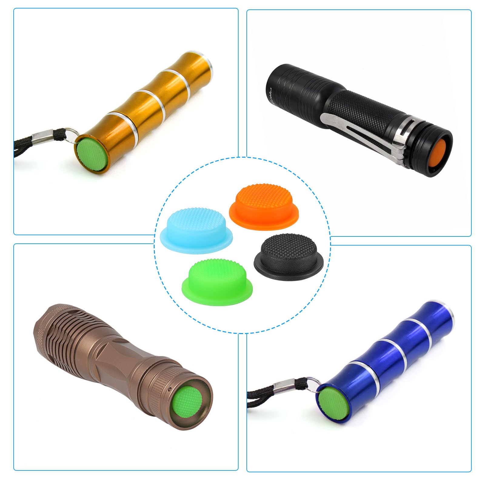 Patikil 0.63" Led Flashlight Switch Cap, 6 Pcs Silicone Soft Boot Cover For Push Button Switch Electric Torch Handheld Flashlights Diy Project, Black