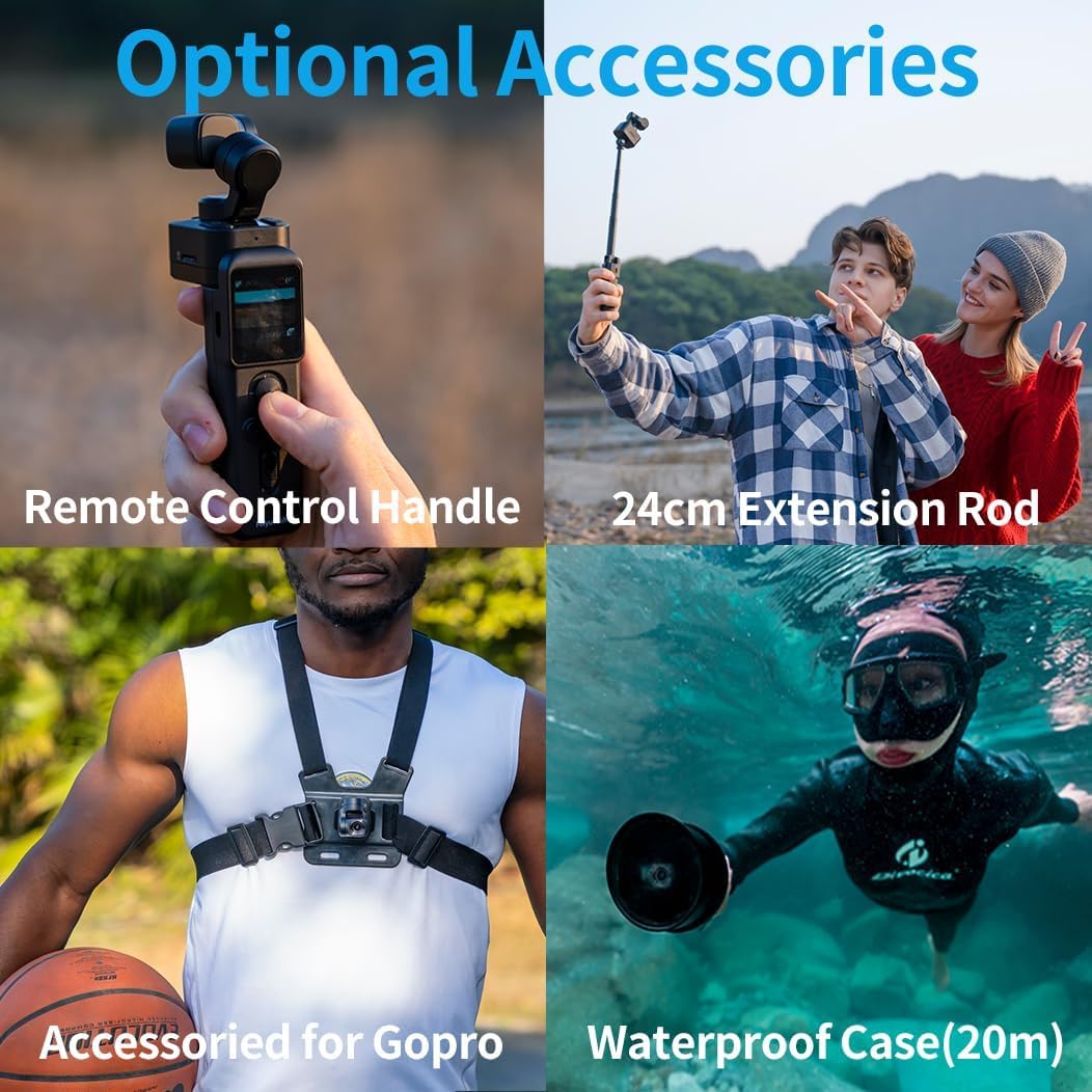 Feiyutech Feiyu Pocket 3 + Phone Holder – 4K Handheld Gimbal Camera With 3-Axis Stabilizer, 1/2.3” Cmos Sensor, Detachable Magnetic Design, Ai Tracking V4.0  Pocket-Sized Vlogging Camera (No Remote Handle)