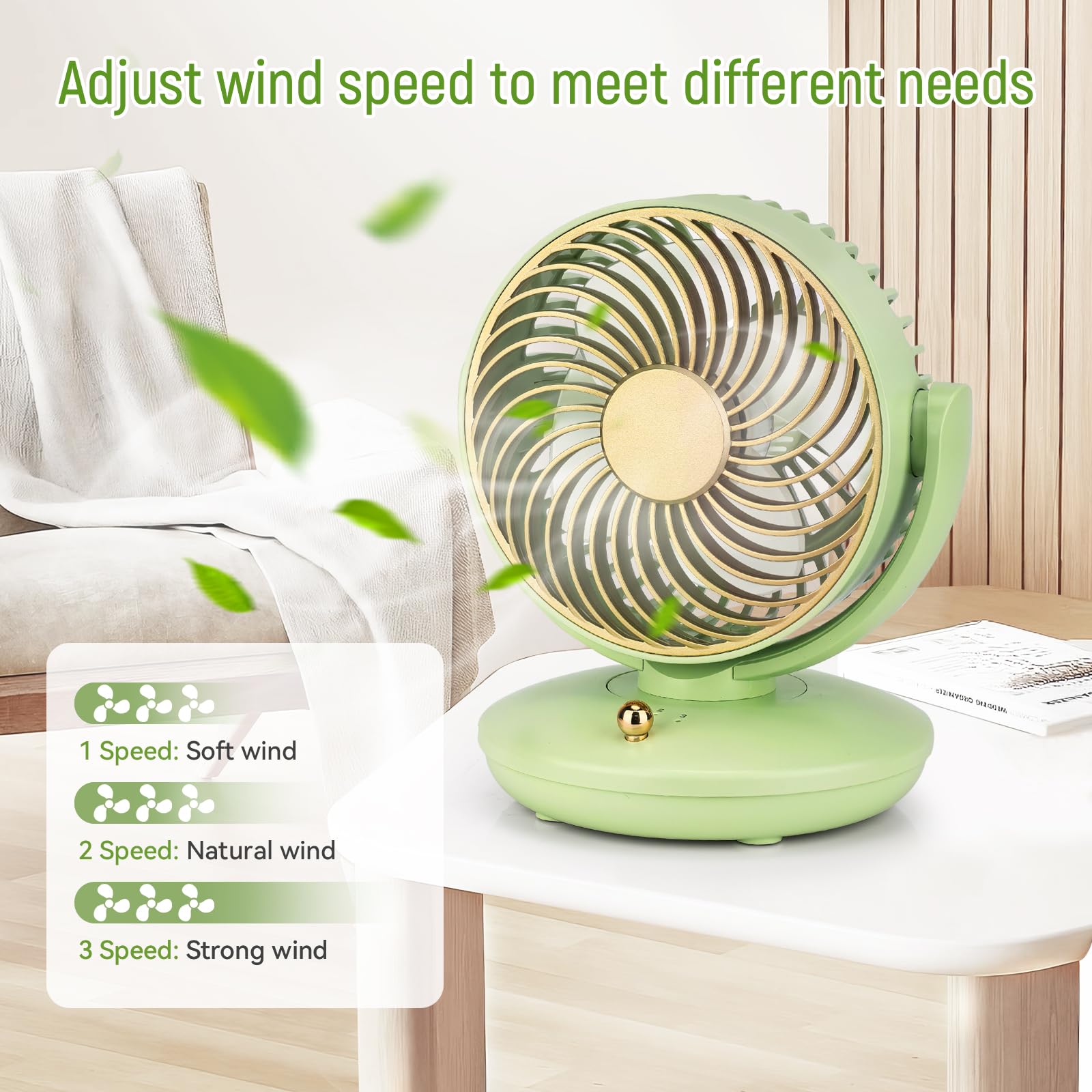 Portable Fan Rechargeable,Battery Operated Small Powerful Personal Fans,Multi-Angle Free Wind Direct