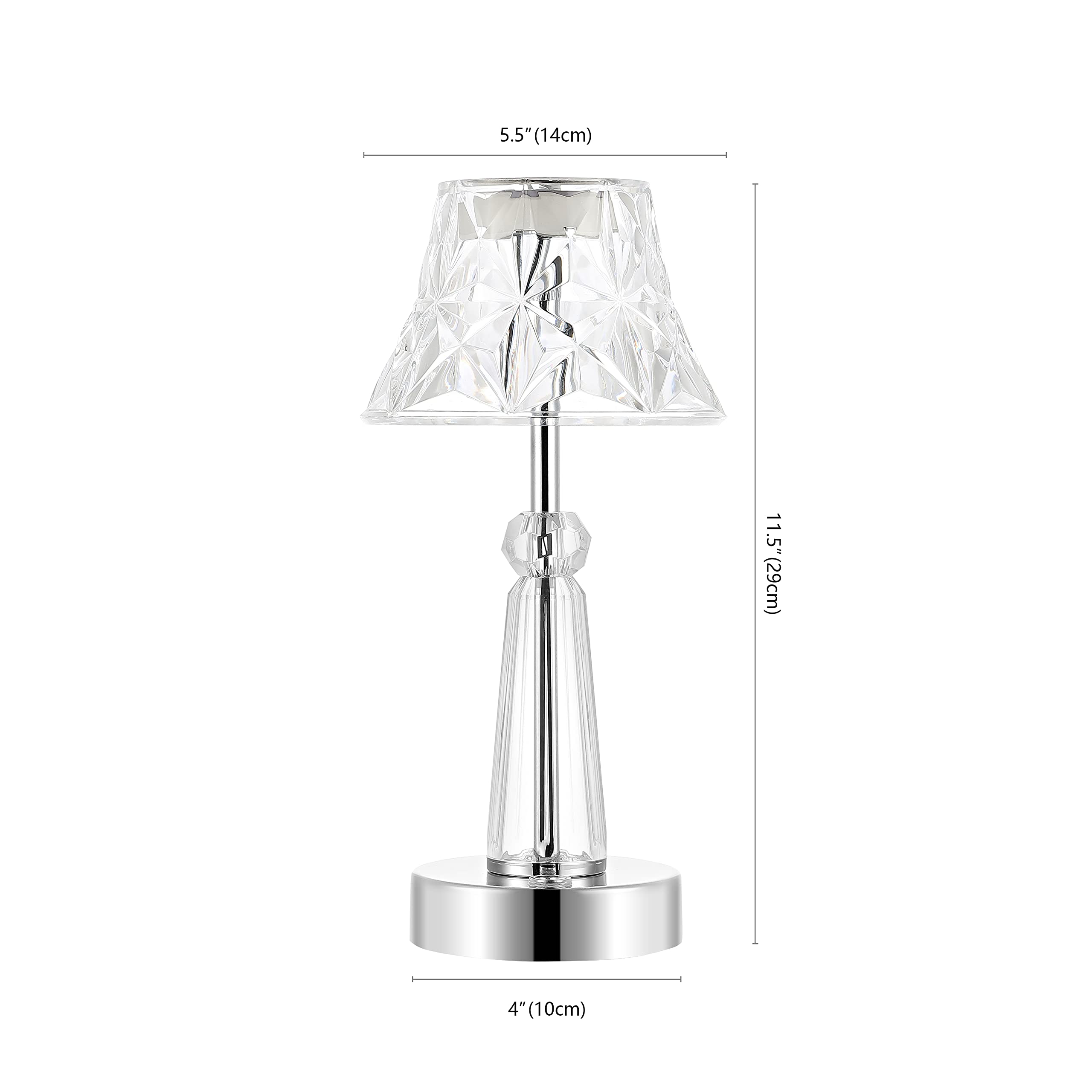Jonathan Y Jyl7107A Madelyn 11.5" Bohemian Classic Acrylic Rechargeable Integrated Led Table Lamp Contemporary Bedside Desk Nightstand Lamp For Bedroom Living Room Office, Clear/Chrome
