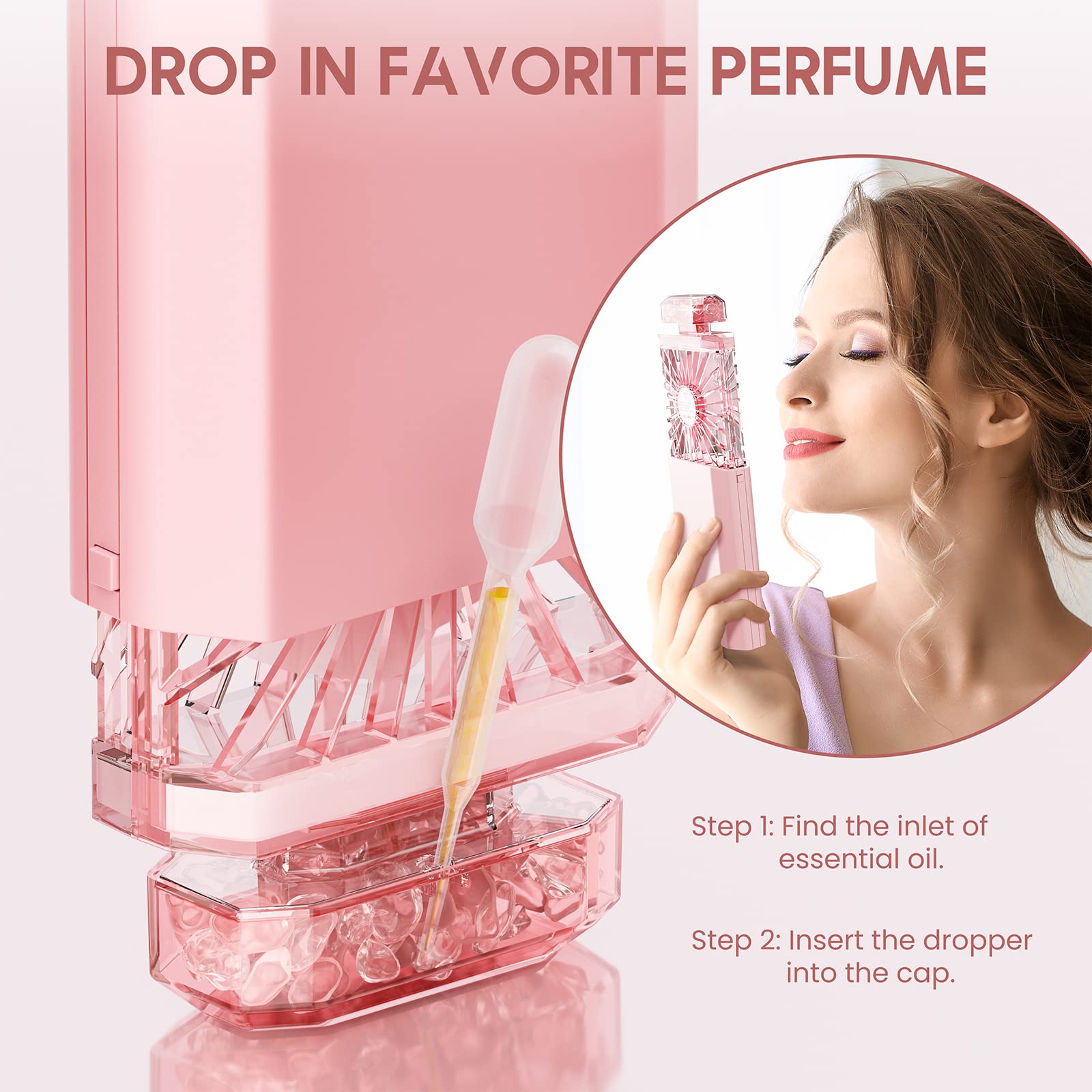 Lightdesire Handheld Mini Personal Fan With Fragrance Discs, Quiet Retractable, Cooling Portable