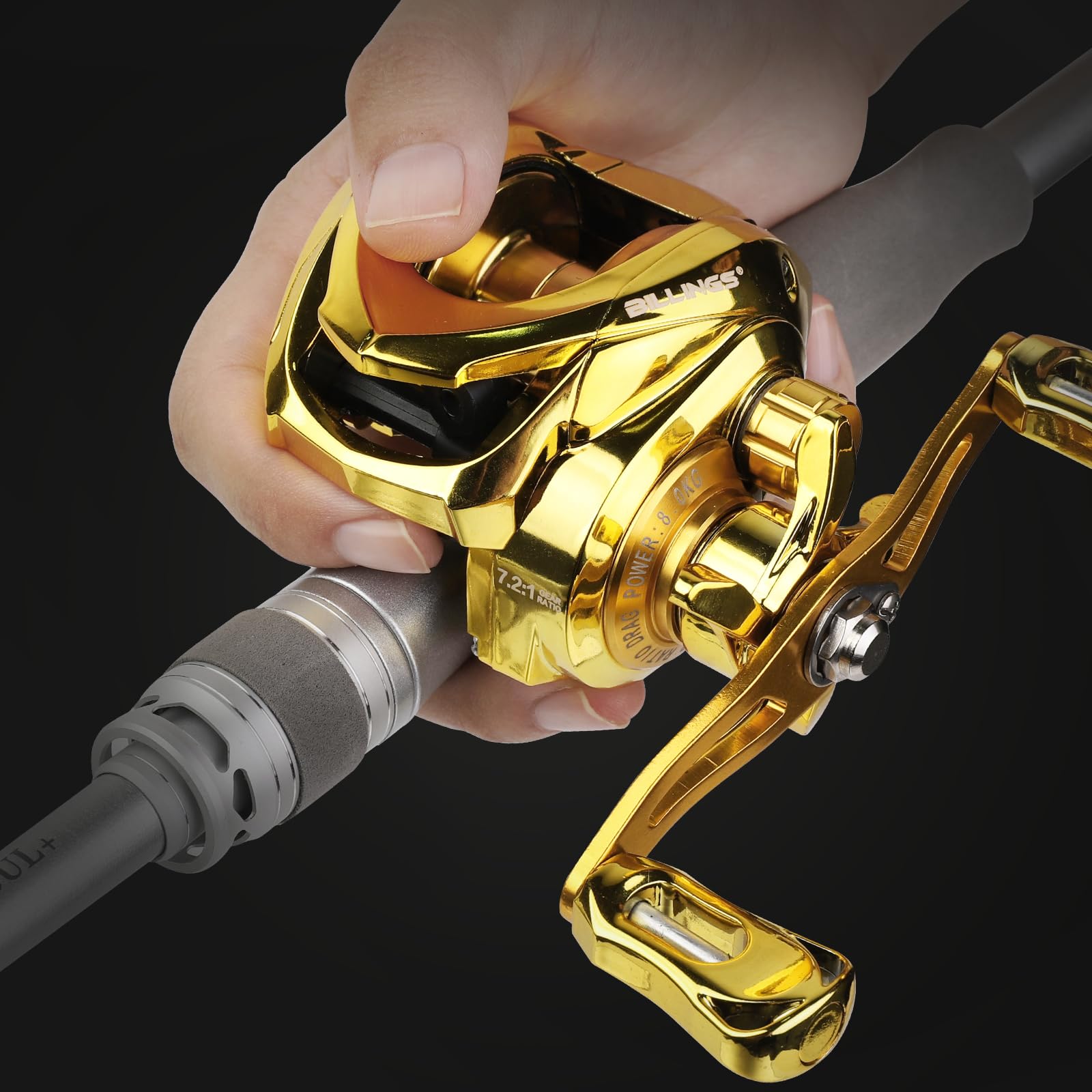 Billings Baitcasting Reel, Lightweight Nylon Frame Baitcaster Fishing Reel,Compact Design,7.2:1 High-Speed Gear Ratio Casting Reel,Super Smooth,17.6Lb Max Drag With Aluminum Spool