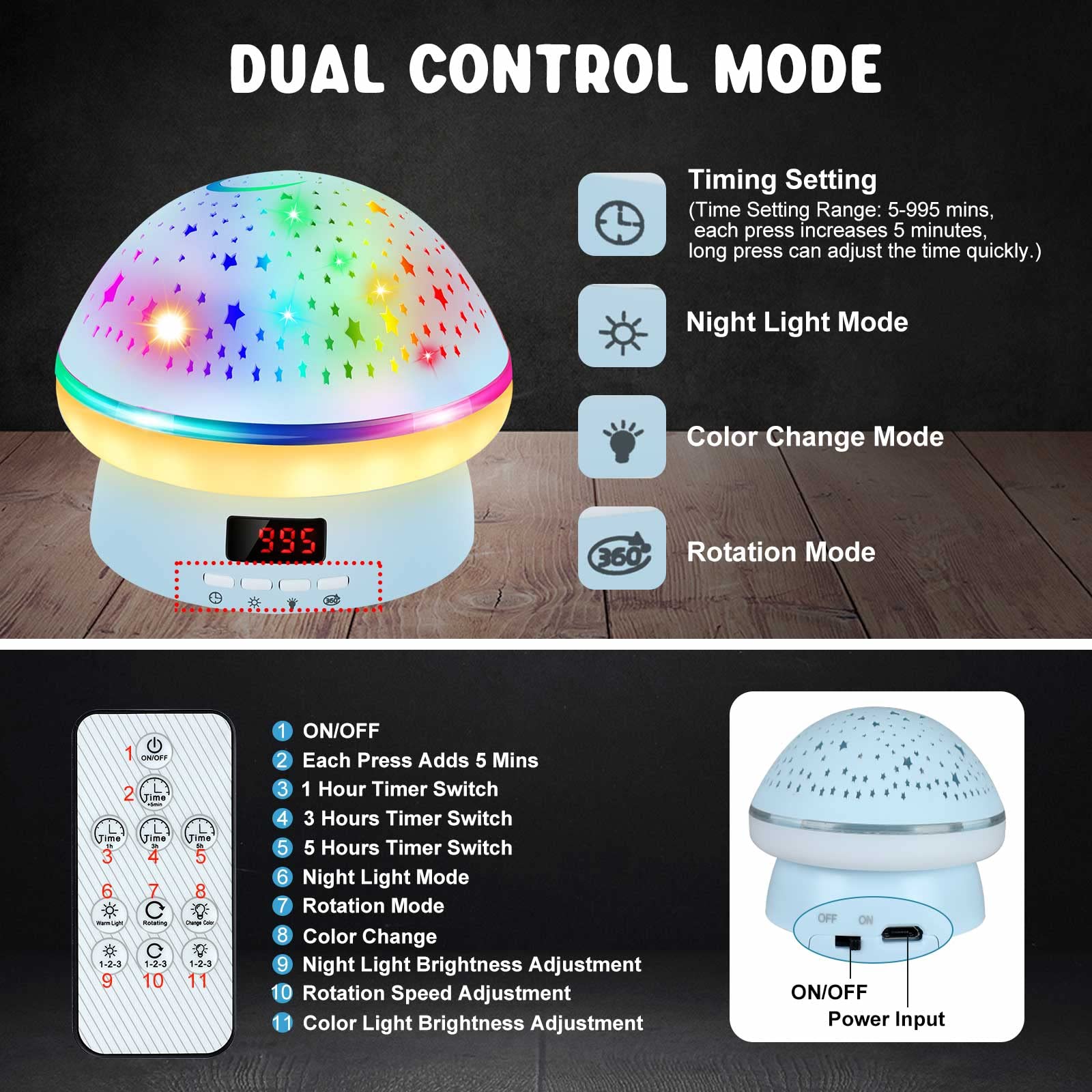 Jeebuu Star Projector Night Light For Kids With Timer, Toys For 3-8 Year Old Boys, Rotatable Galaxy Projector Kids Night Light, Christmas Birthday  For 3-10 Year Old Girls, Boys Room Decor