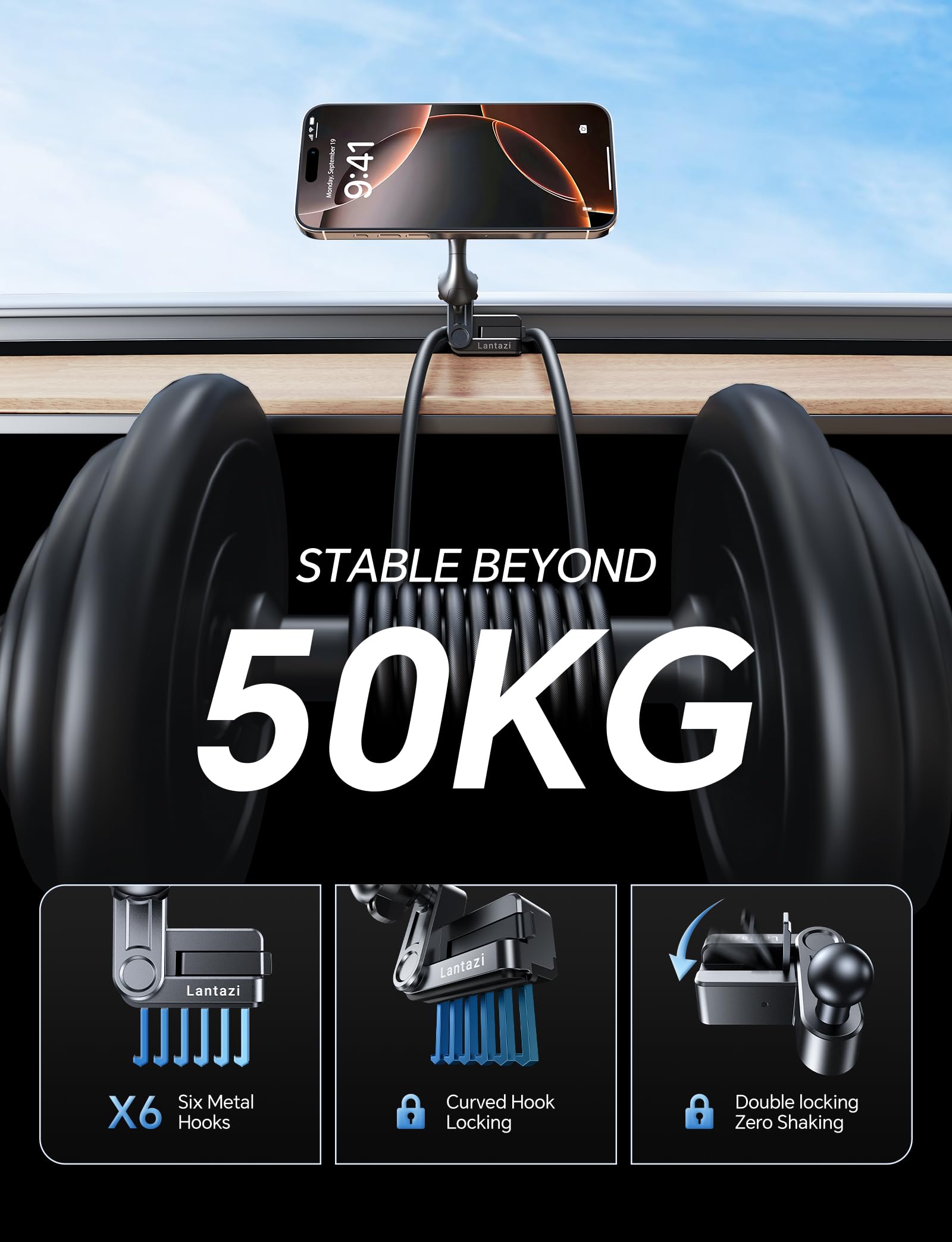 Lantazi For Tesla Phone Mount【Strong Magnets】For Magsafe Car Mount For Tesla Model 3 Y Phone Holder, Tesla Model Y Accessories Fits Iphone 16 15 Pro Max Plus [Only Fit For 2017- Model 3,2020- Model Y]