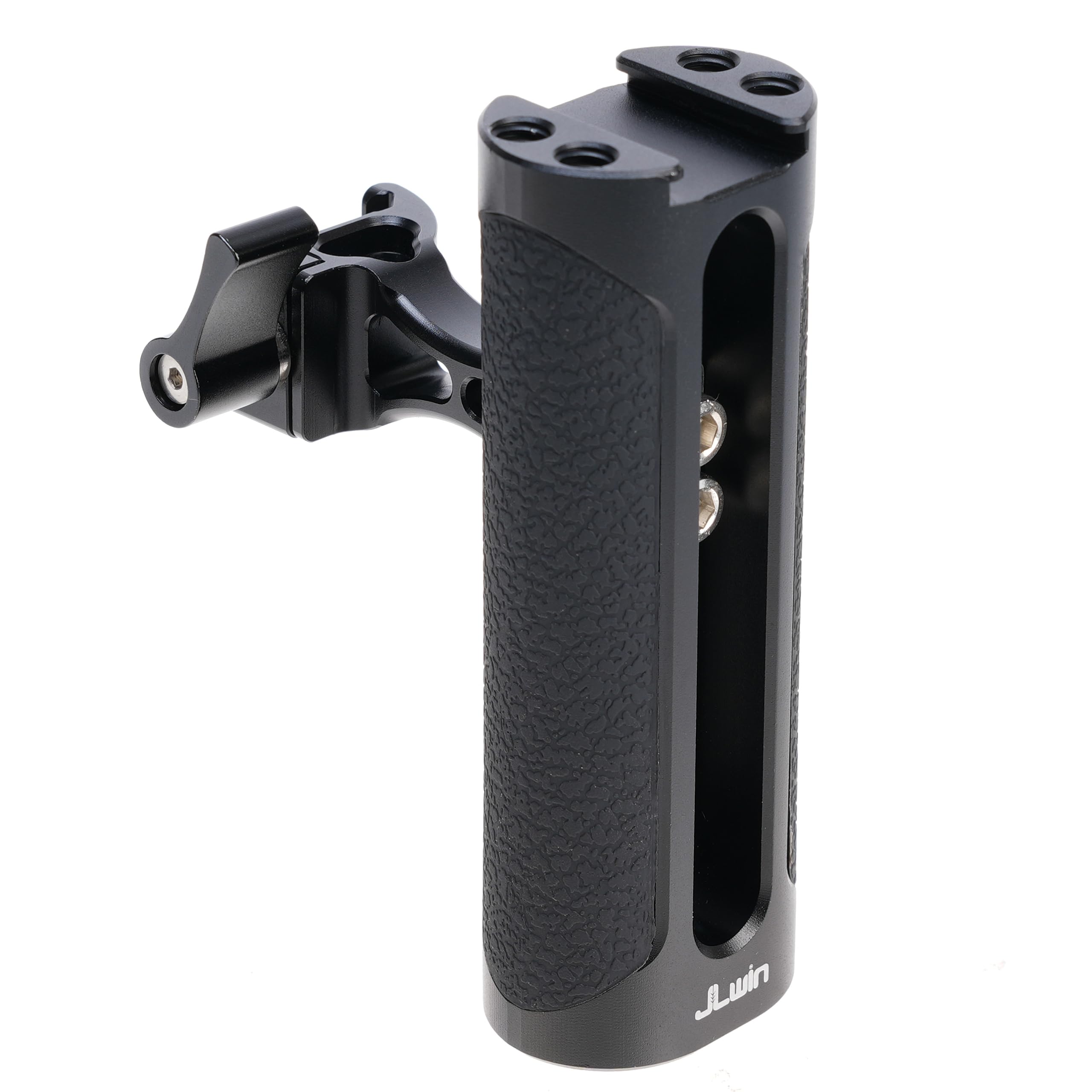 Focusfoto Nato Clamp Side Handle Grip, Left Or Right Handgrip With 1/4"-20 Screw & Cold Shoe Mount Universal For Nato Rail Camera Cage Led Light Microphone Video Stabilizer Rig (Height Adjustable)