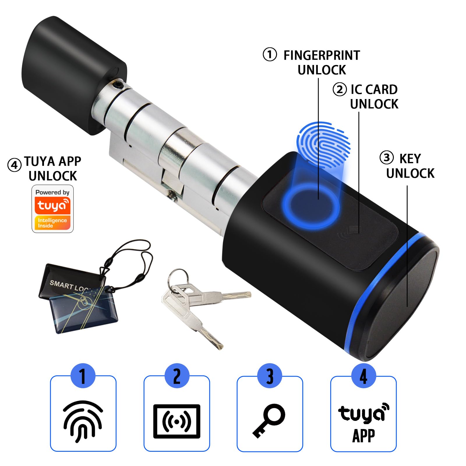 Jshygoup Intelligent Door Locks Fingerprint Ic Card Key Cell Phone Application Household Intelligent Electronic Locks Applicable To Wooden Iron Security Door