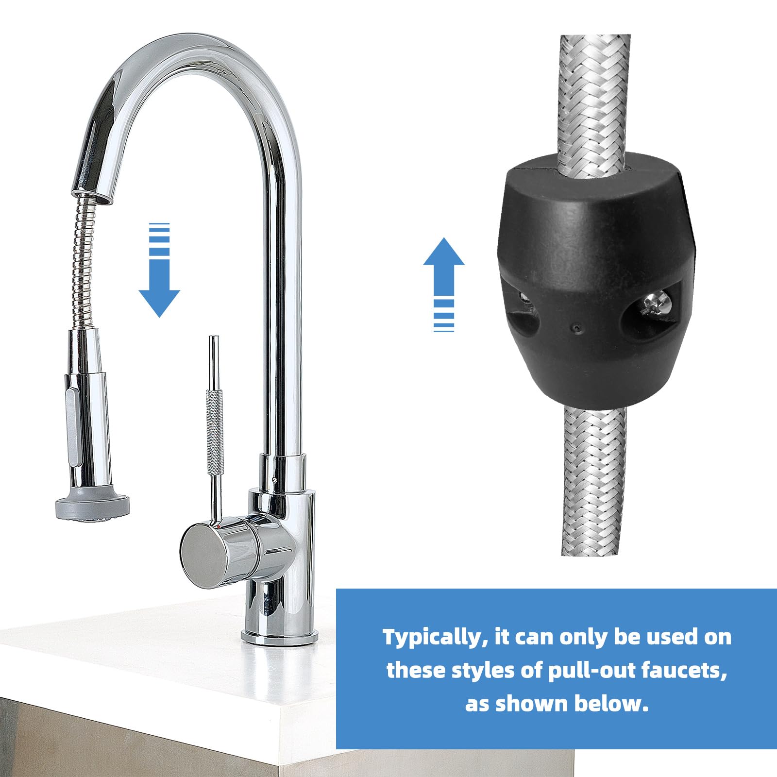 Dlbeem 3 Pcs Kitchen Pull Down Faucet Hose Weight Ball 5.29Oz/8.82Oz/11.64Oz Sink Basin Pull Out Sprayer Heavy Gravity Replacement Parts For Universal Bathroom Basin Sink Stainless Steel/Braided Hose