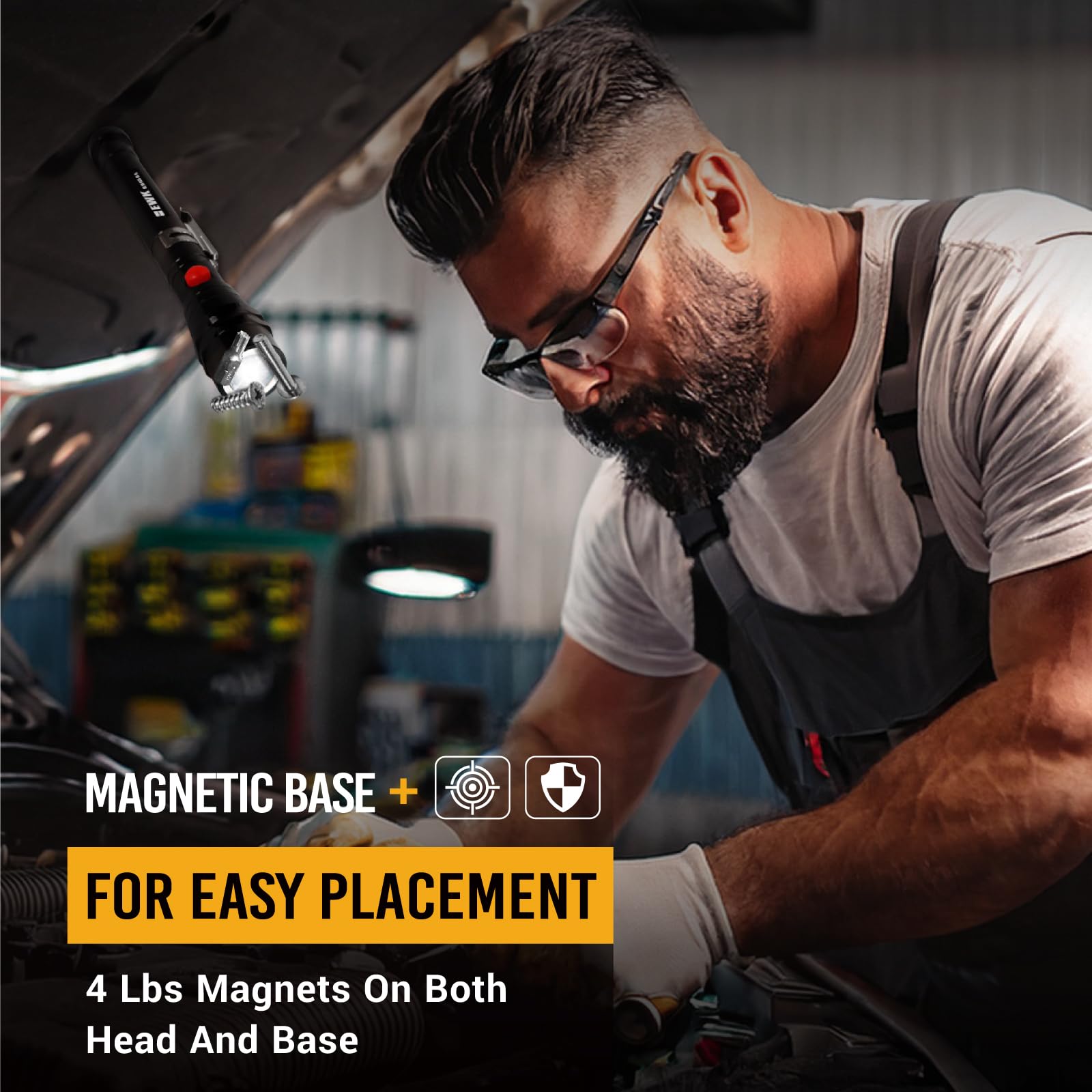 Ewk Dual-Head Magnetic Pick Up Tool With Led Light, Extendable Magnetic Flashlight